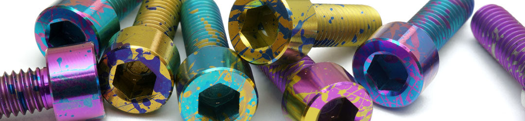 Anodized titanium color chart mapping finish colors to anodizing voltage — Monster Bolts