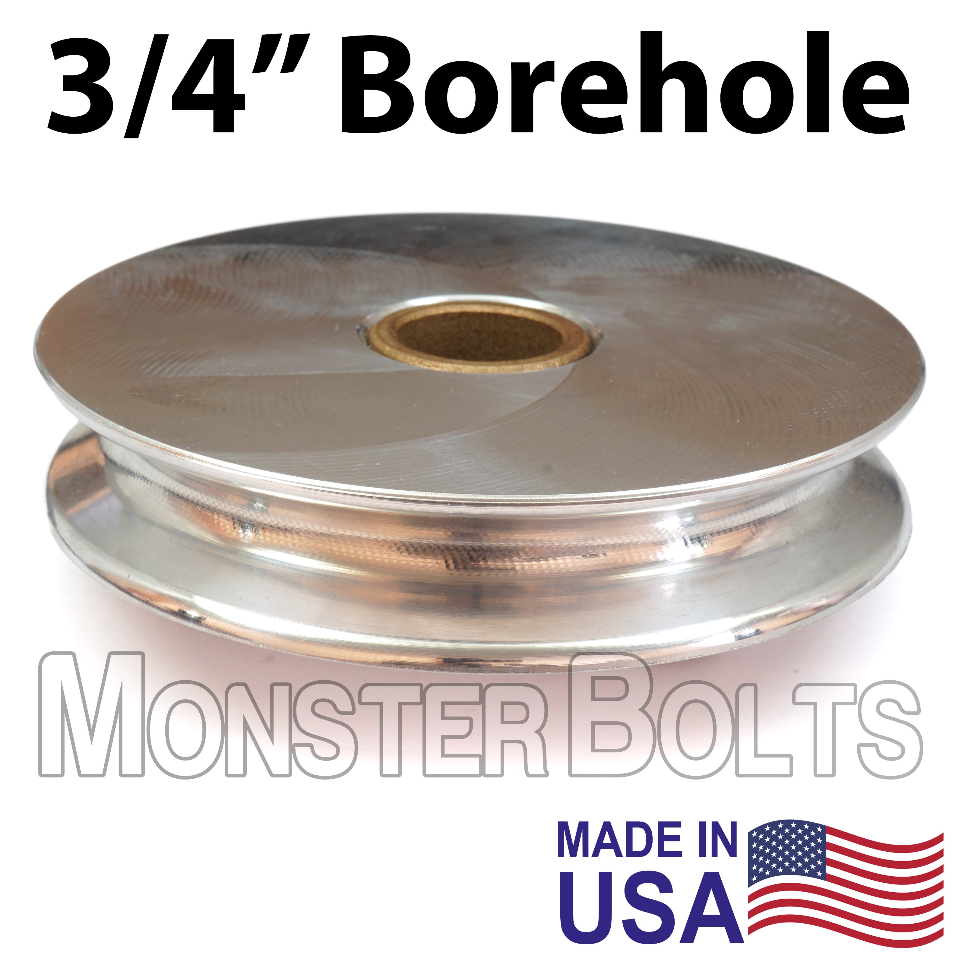 USA-Made 4" x 3/4" Aluminum Sheave, 3/4" Oilite Bronze Bushing - Smooth & Reliable Pulley for Boat Lifts