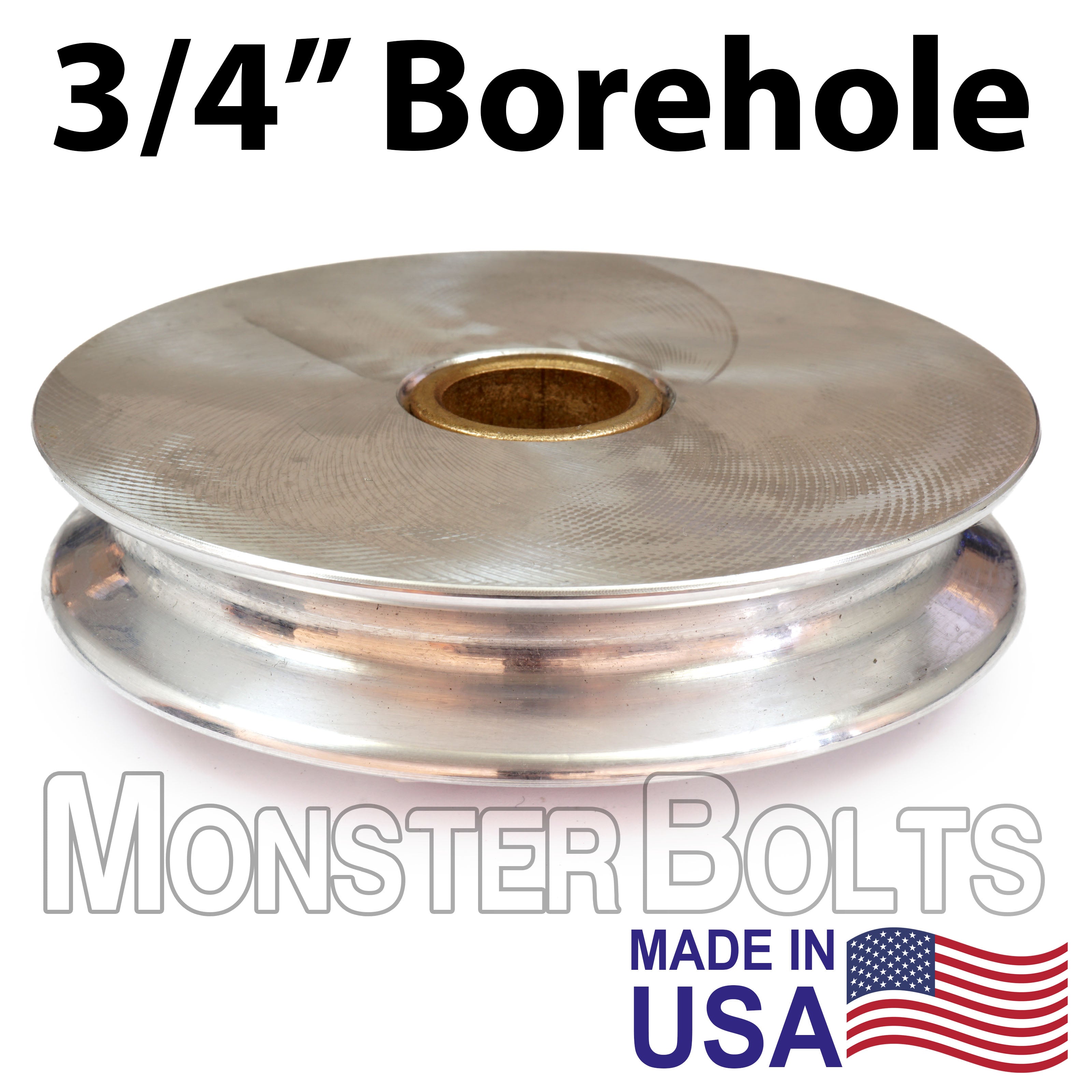 USA-Made 4" x 3/4" Aluminum Sheave, 3/4" Oilite Bronze Bushing - Smooth & Reliable Pulley for Boat Lifts