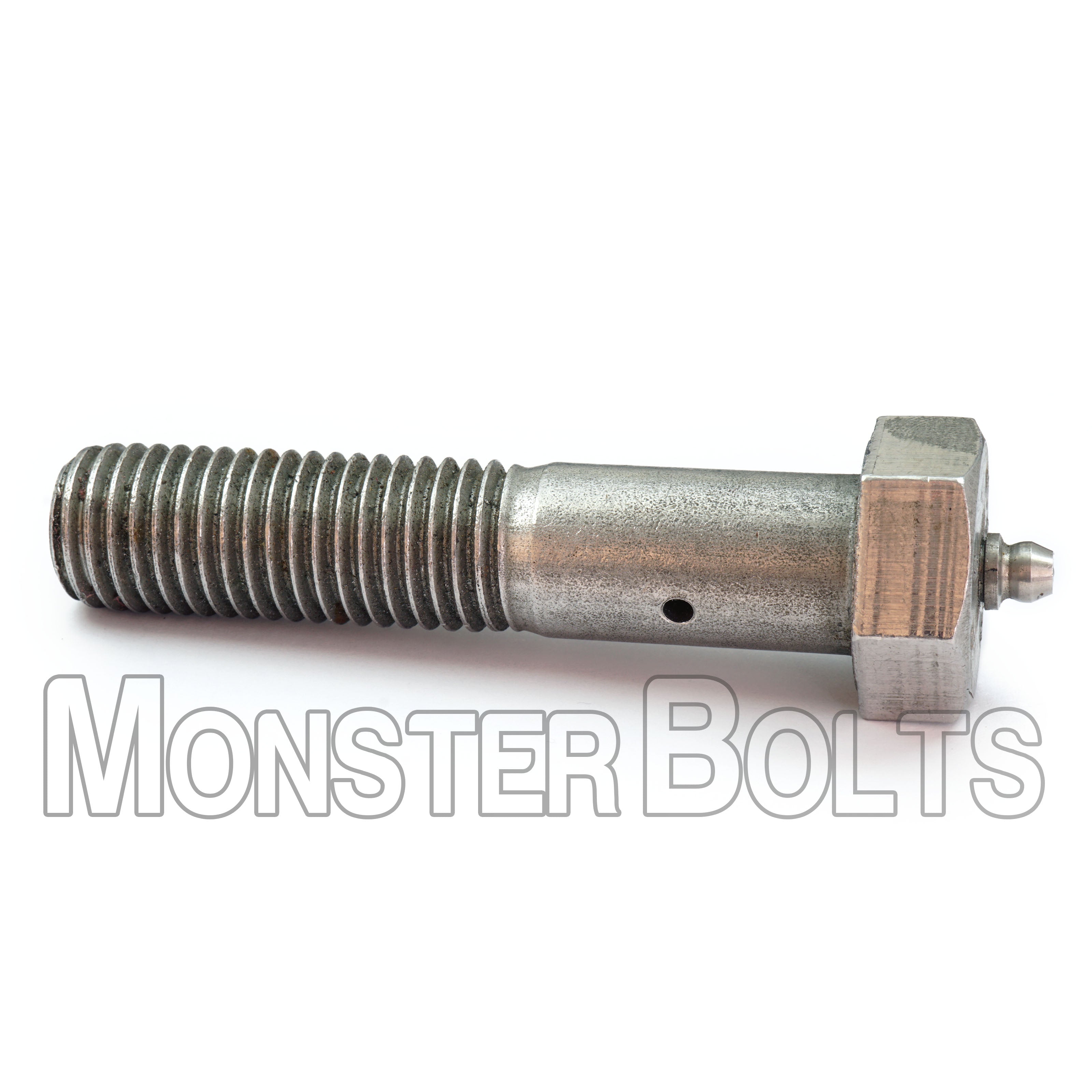 USA-Machined 3/4" x 3-1/2" 316 Stainless Steel Axle Bolt Kit with Zerk Fitting, Hex Nut & Lock Washer