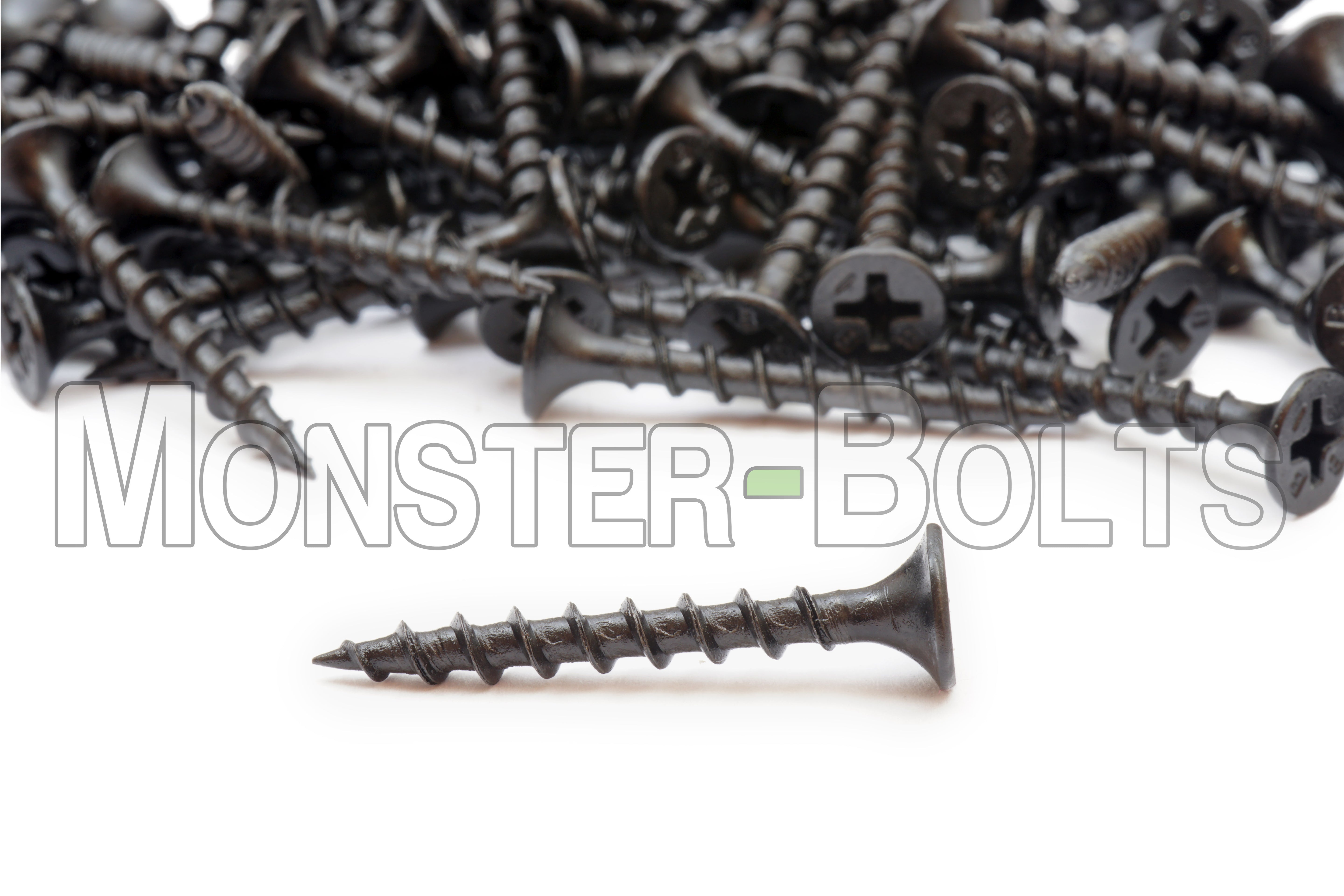 Bugle Head Phillips Coarse Thread Drywall Screws, Black Phosphate (Taiwan) - Proferred Drywallerz™ (Bulk)