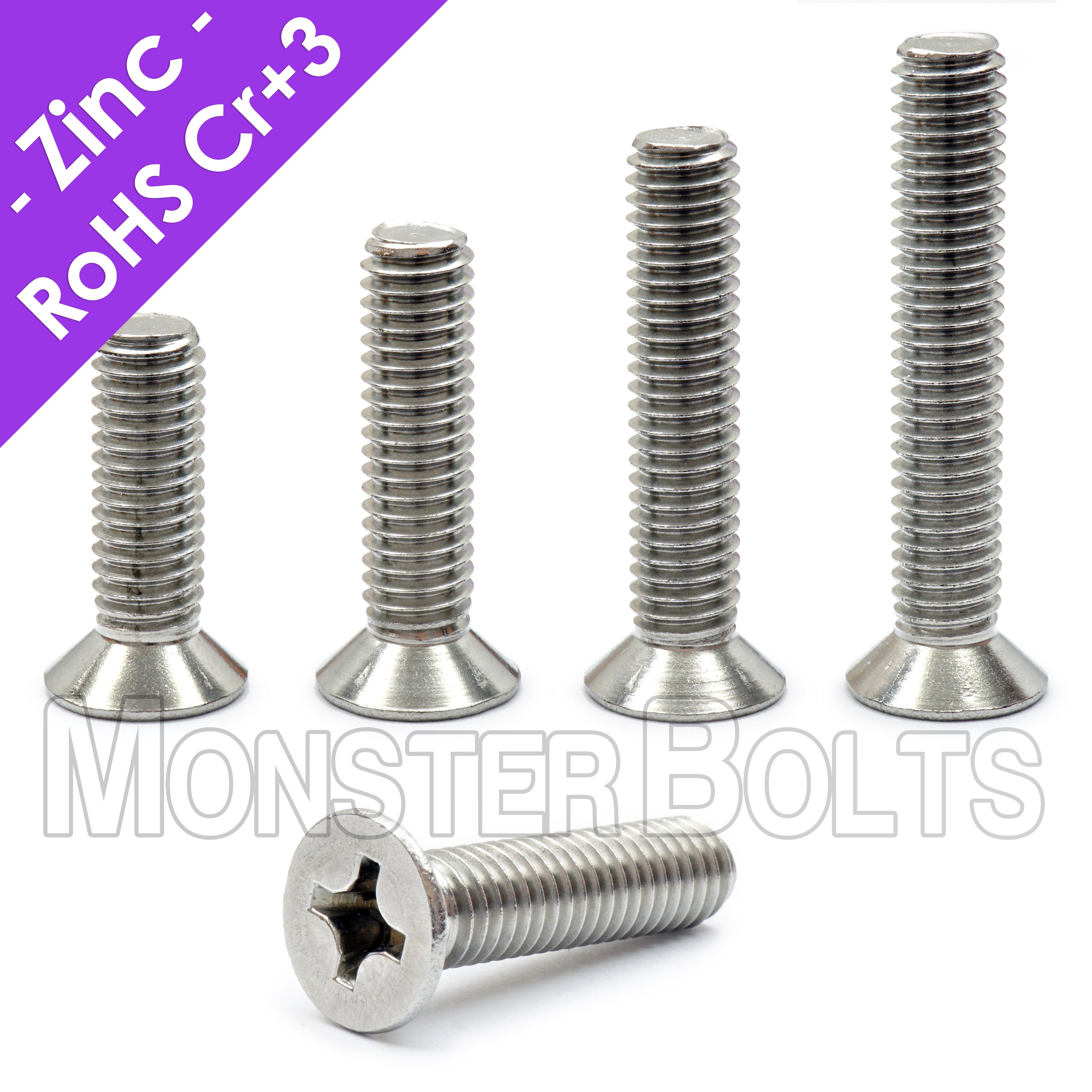 M1.6-0.35 DIN 965 Phillips Flat-Head Machine Screws – Zinc-Plated | Bulk