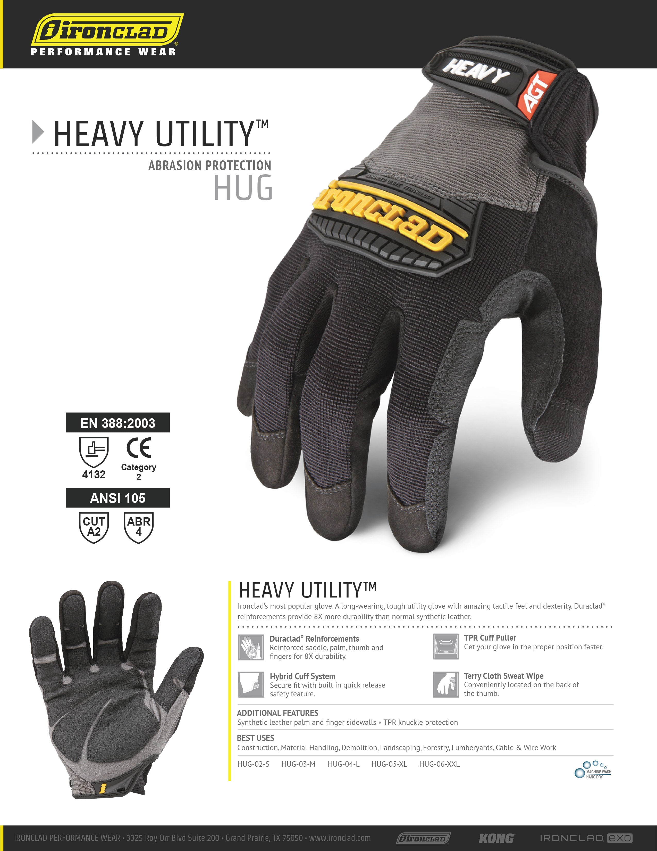 🧤 Bulk Ironclad Heavy Utility™ Work Gloves (HUG) – Duraclad Reinforced – S–XXXL – Monster Bolts