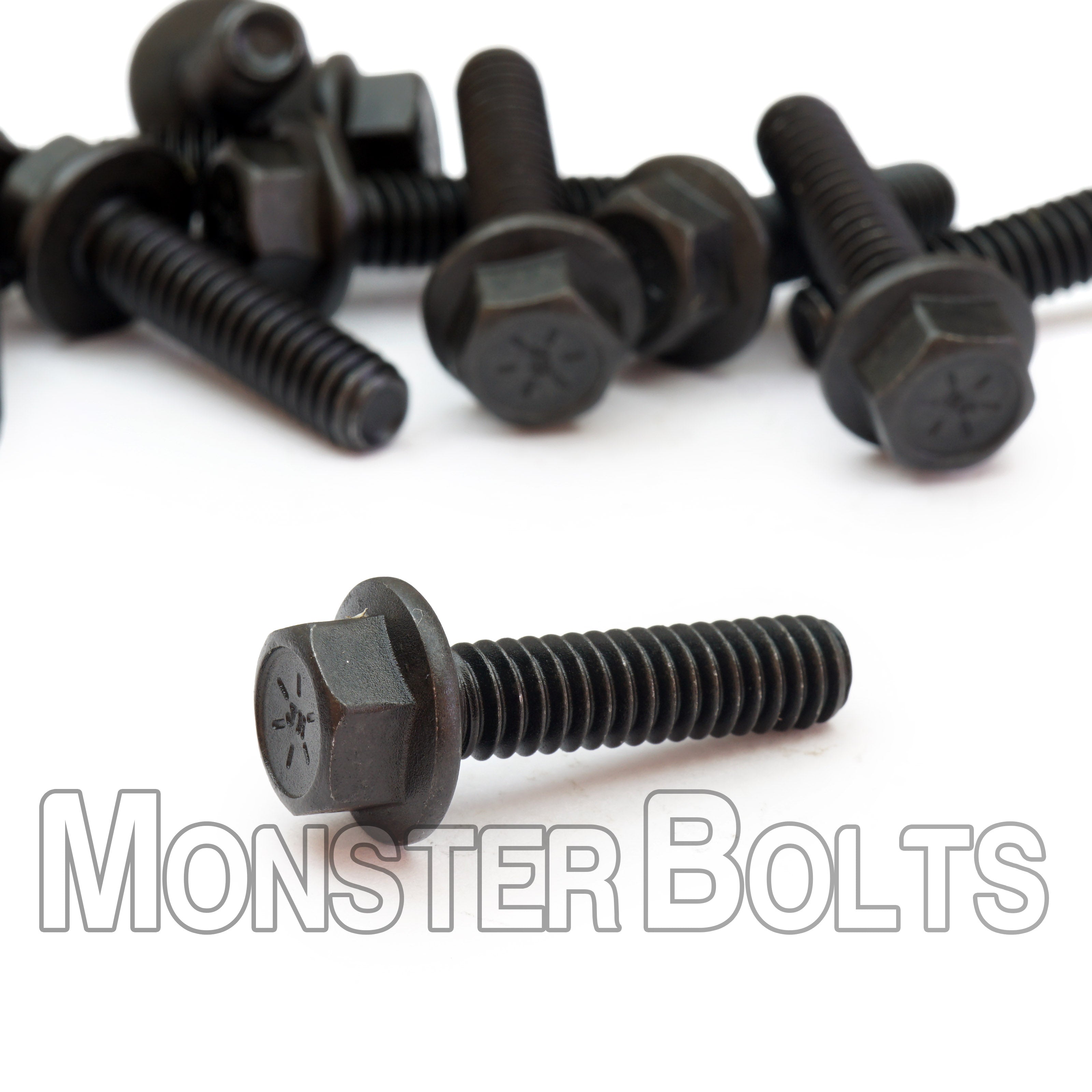 1/4"-20 Grade 8 Indented Hex Flange Screws (Frame Bolts) – Black Phosphate & Oil