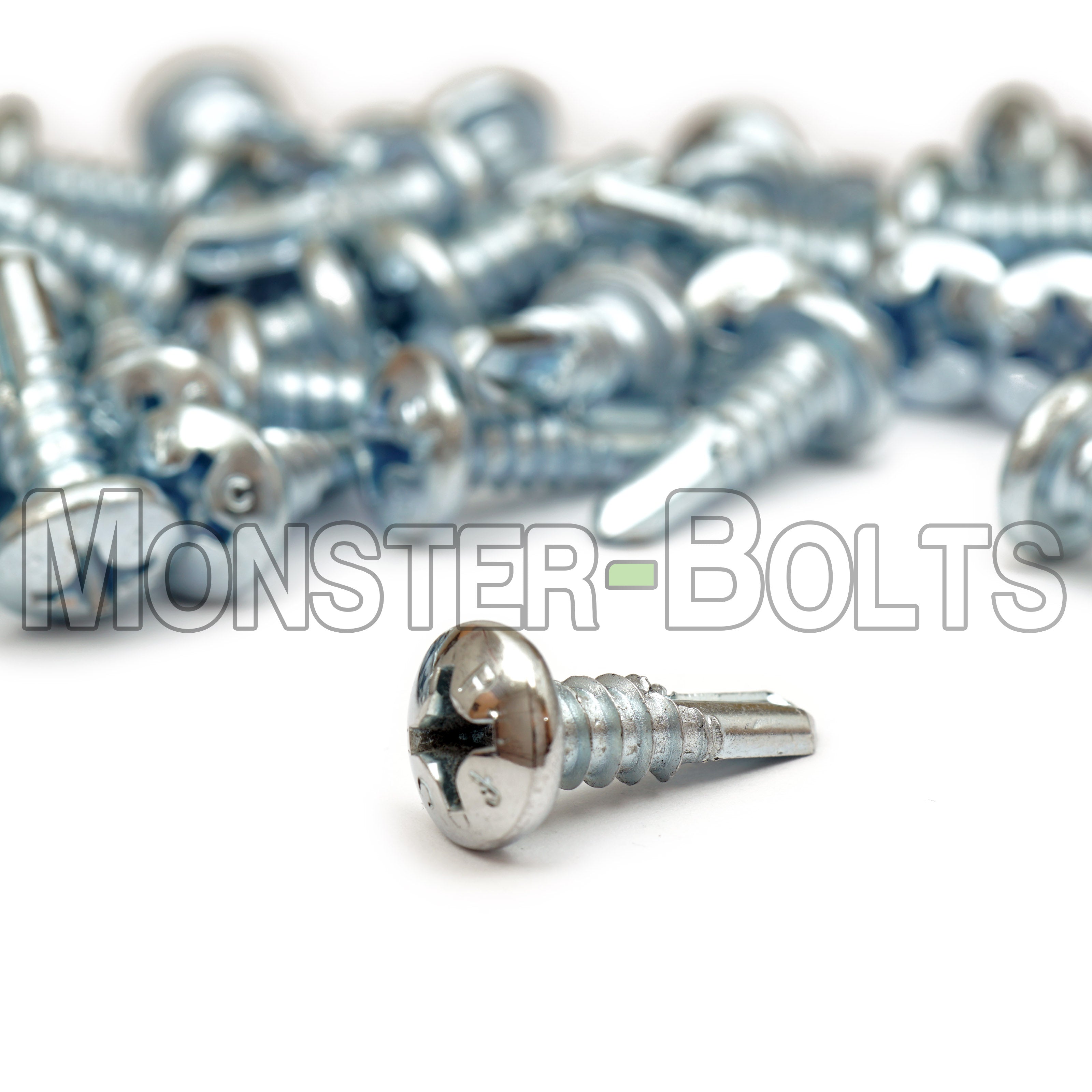 #8 Pan Head Phillips Self-Drilling Screws (#2 Point), Proferred, Zinc Cr+3 (Bulk)