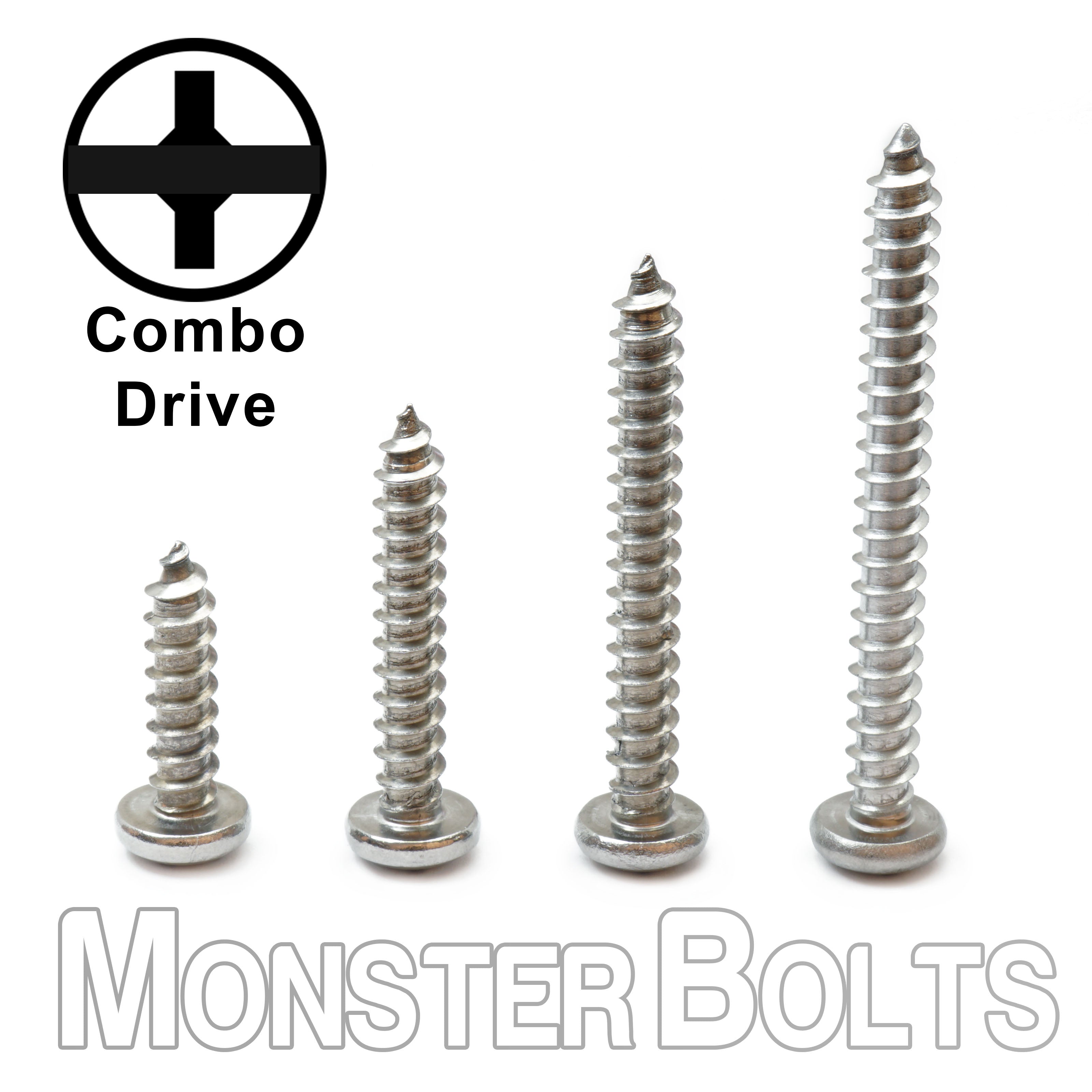 Bulk #4 Self-Tapping Screws – Combo Drive (Phillips / Slotted) Pan Head – Type A – Zinc Plated Steel (CR+3) – RoHS