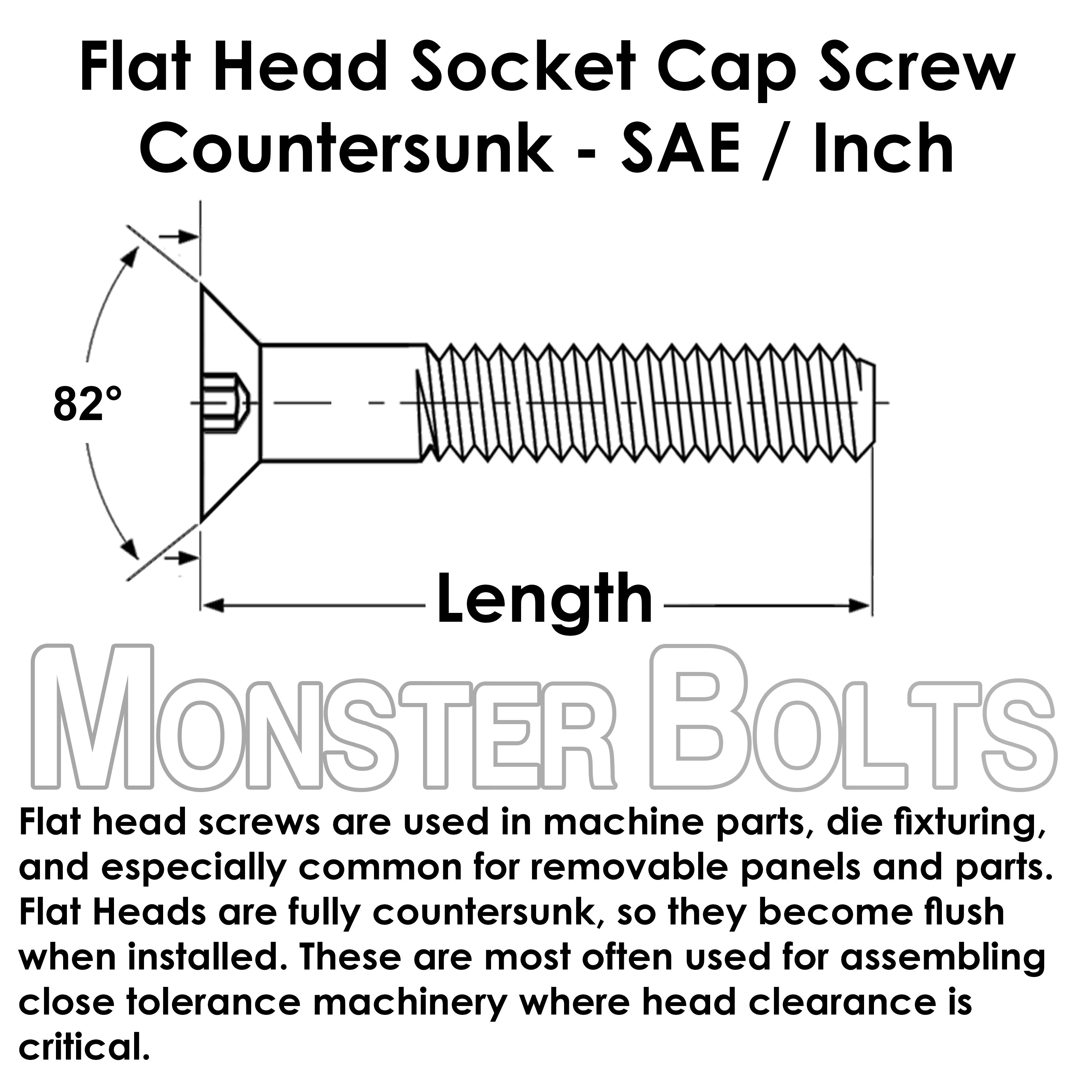 Bulk #10-32 Flat Head Socket Cap Screws – Alloy Steel, Black Oxide – Monster Bolts