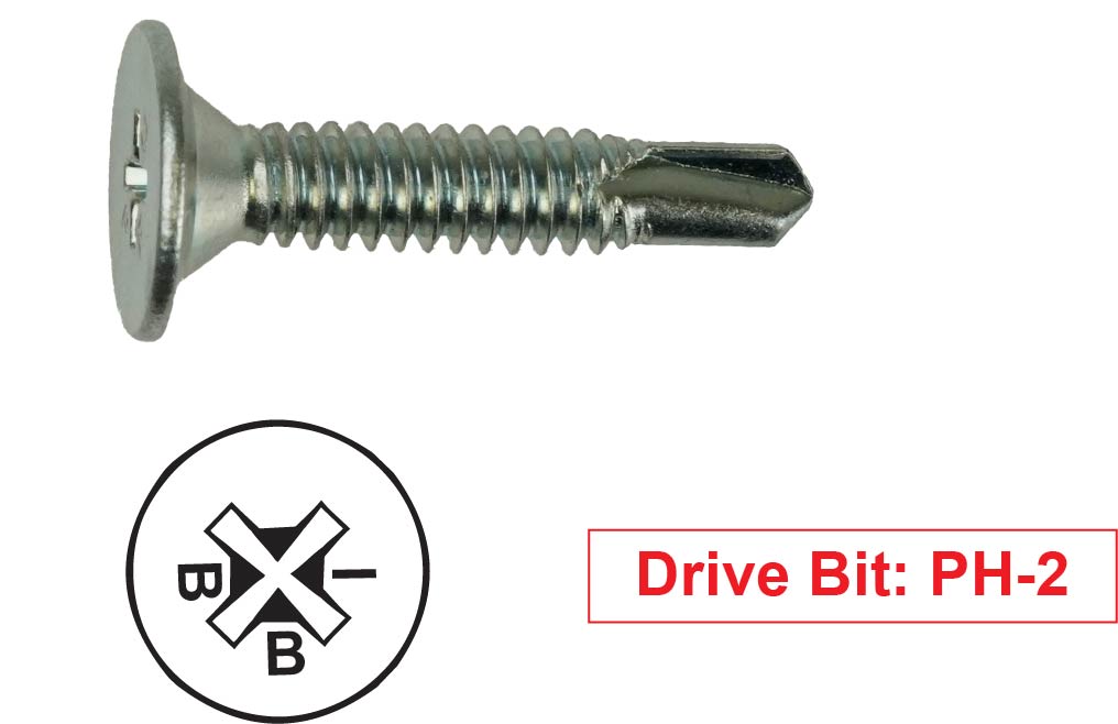 #8-18 & #10-24 Wafer Head Phillips Self-Drilling Screws (#2 Point), Proferred Zinc CR+3 (Bulk)