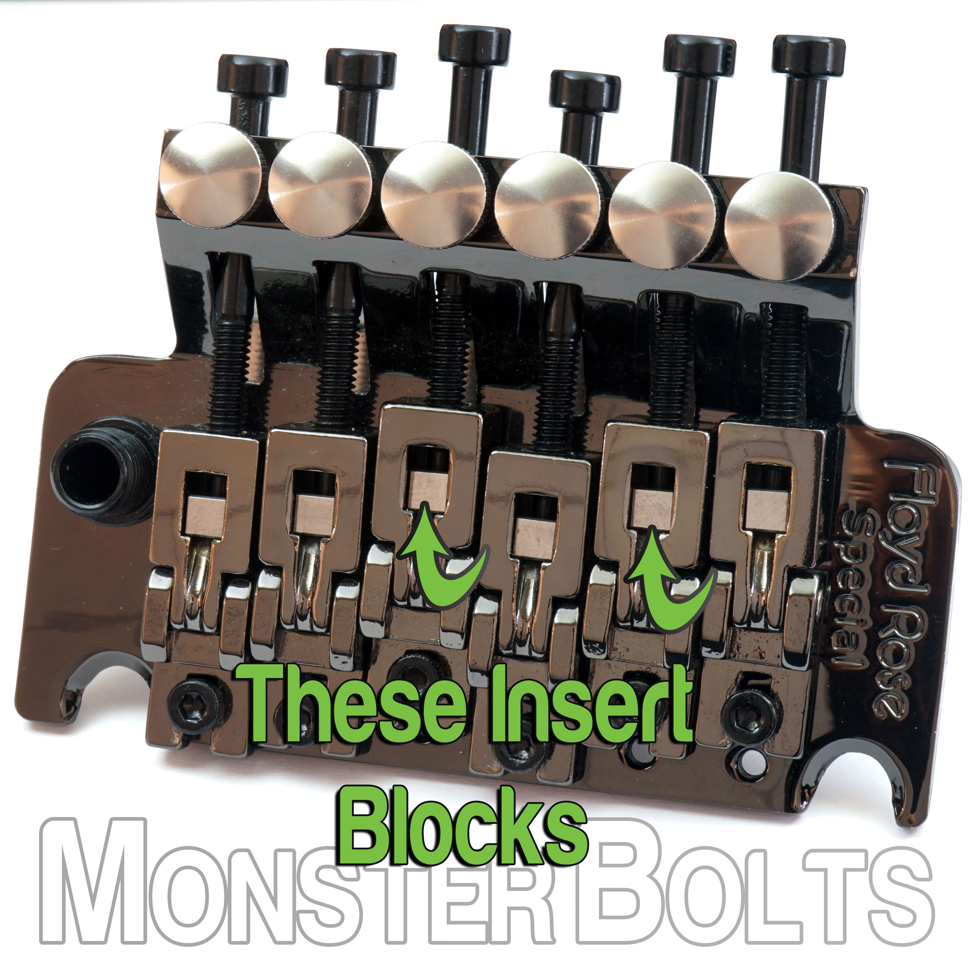 Titanium Saddle Insert Blocks – 6-String Tremolo Saddles – Set of 6 – Monster Bolts