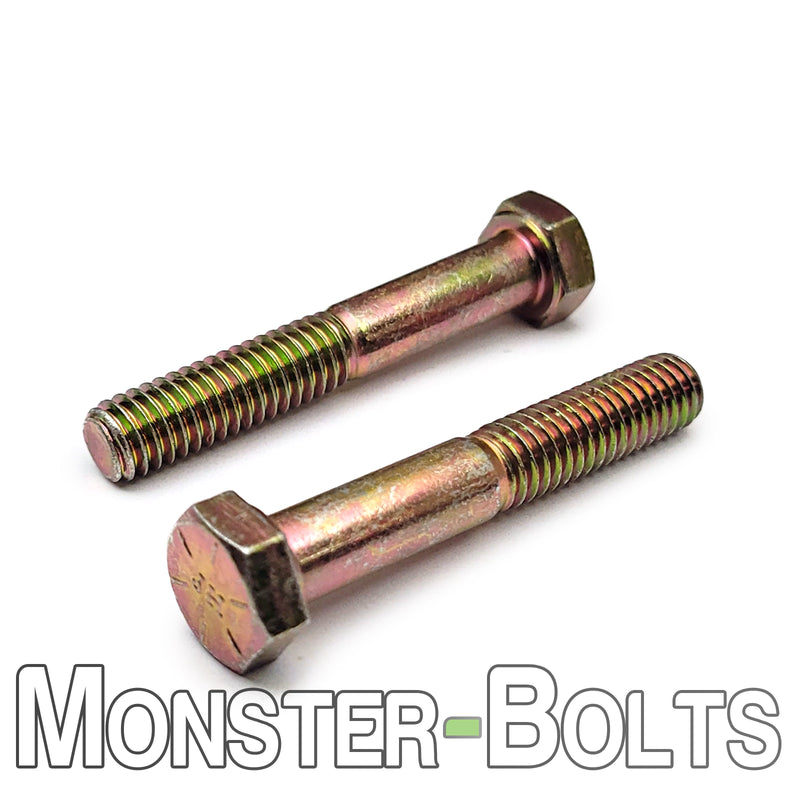 BULK 3/8"-24 Fine Thread Hex Cap Bolts / Screws Grade 8 Alloy Steel, Zinc-Yellow, Made in USA
