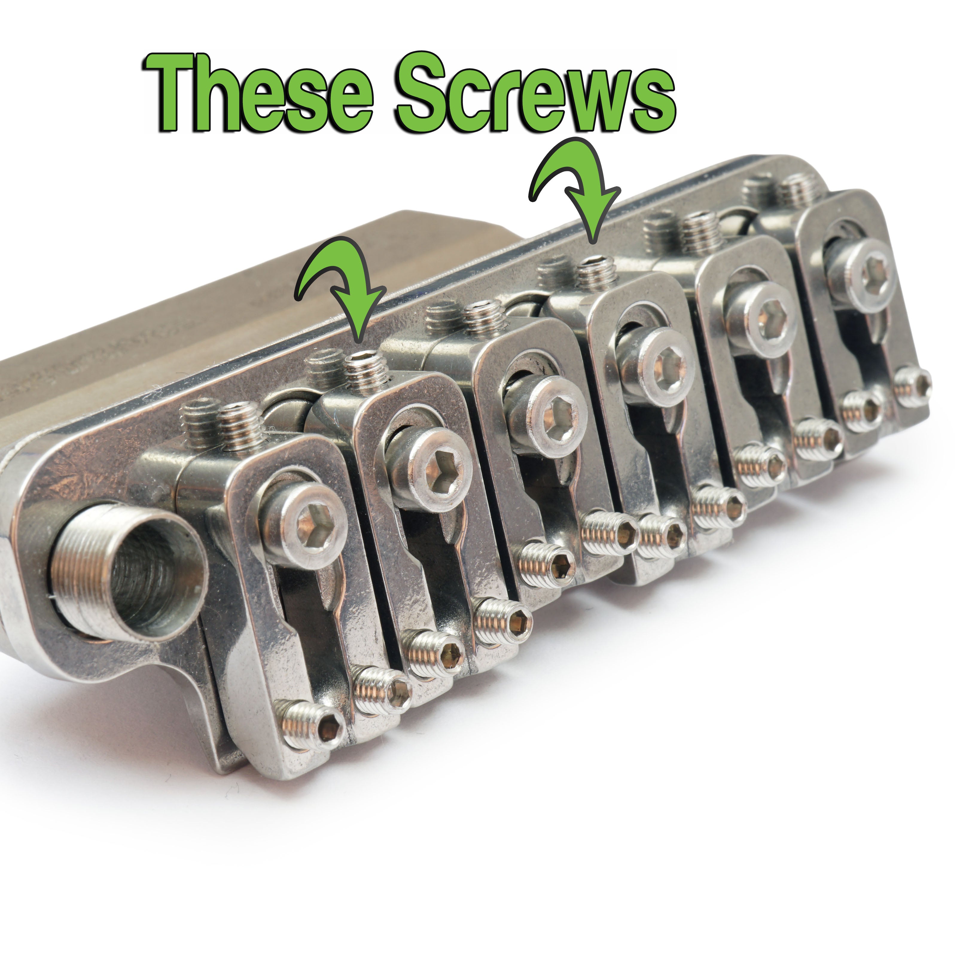 Saddle Intonation Set Screws for VegaTrem VT1 — Black, Stainless, or Titanium (6 pcs)