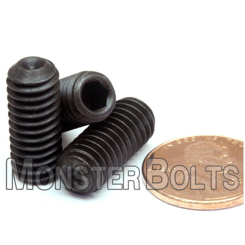 Black 5/16-18 x 3/4" Allen key set screws with cup point.