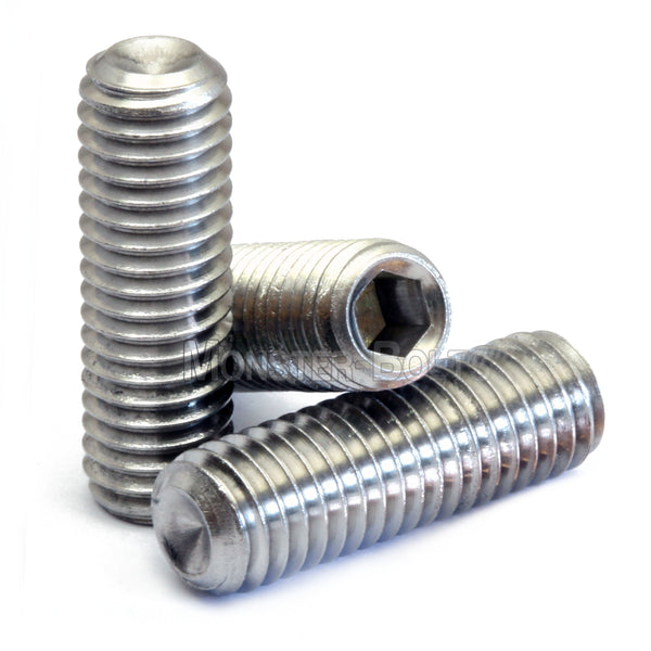 Stainless Steel #6-32 Cup point socket set screws. 
