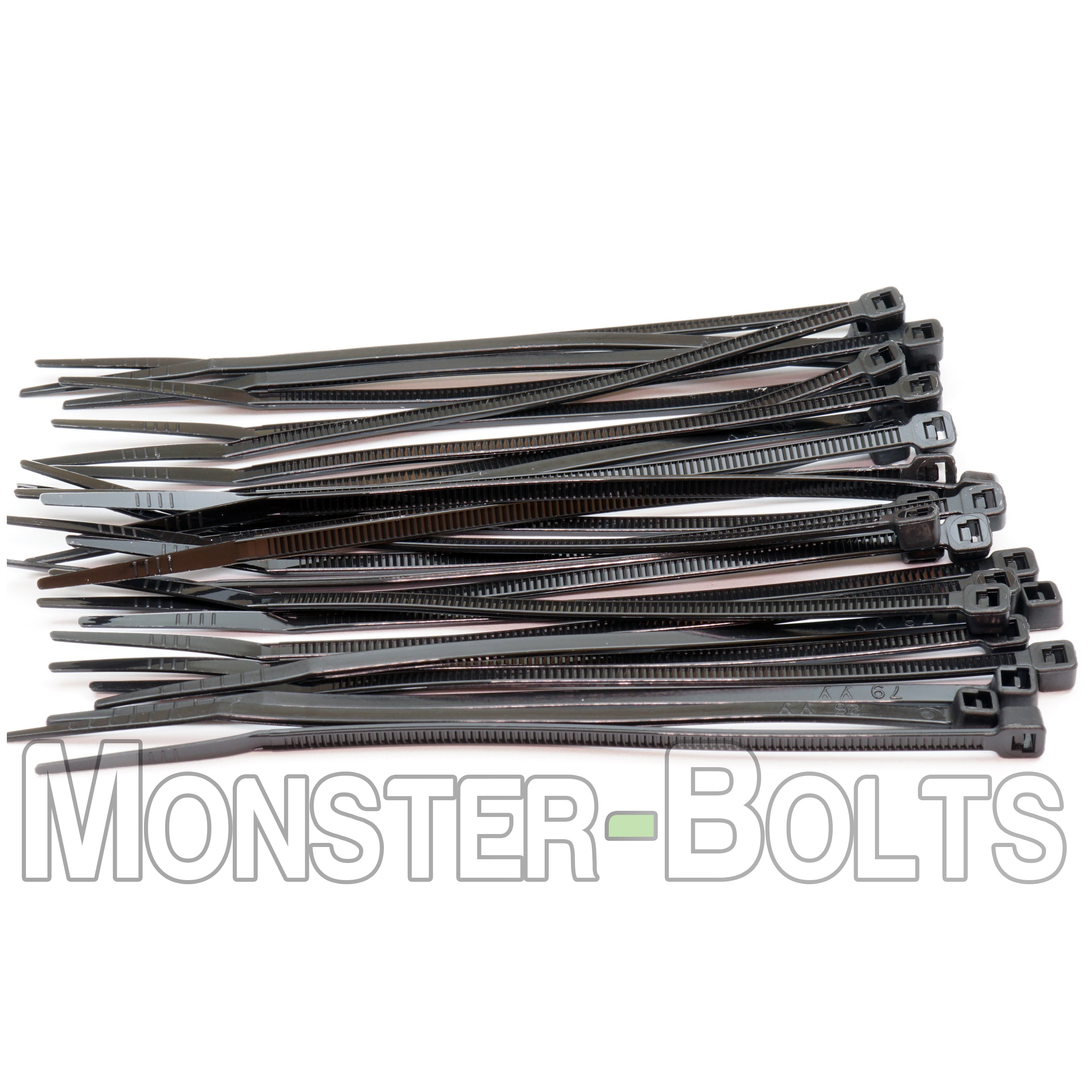 Black Nylon 66 UV Rated Cable Ties, UL Listed, Outdoor Use, 4" 6", 8" & 10"