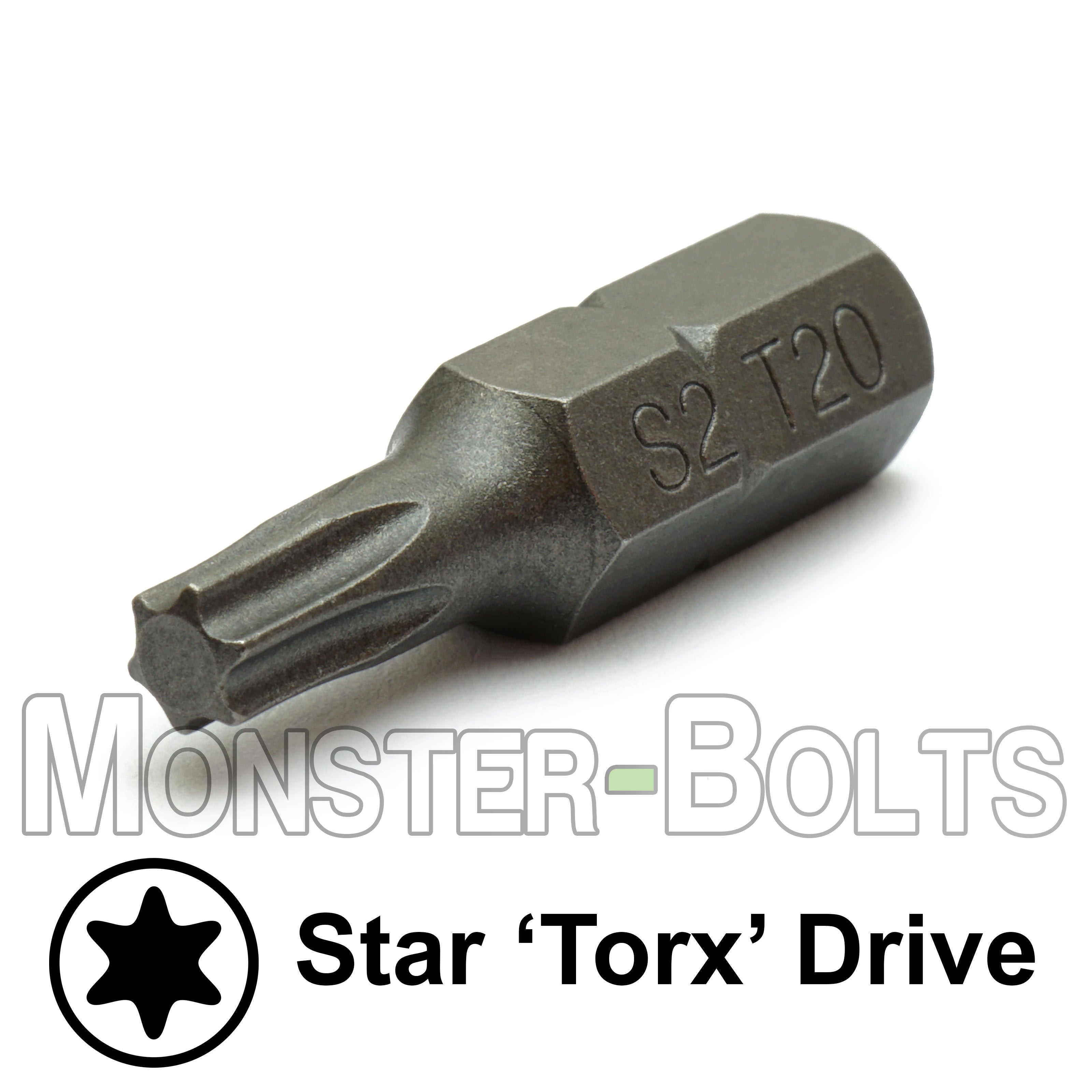 1-Inch Star (Torx) Hex Shank Screwdriver / Drill Bits, S2 Steel 1/4