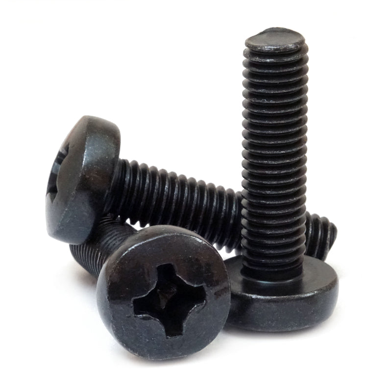 M2.5 Phillips Pan Head Machine screws, Steel w/ Black Oxide and Oil DIN 7985A Coarse Thread