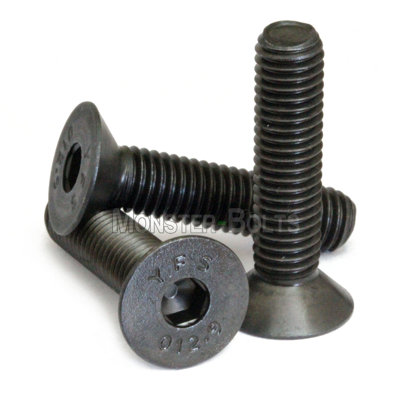 M4 Flat Head Socket Cap screws, Class 12.9 Alloy Steel w/ Black Oxide - Monster Bolts