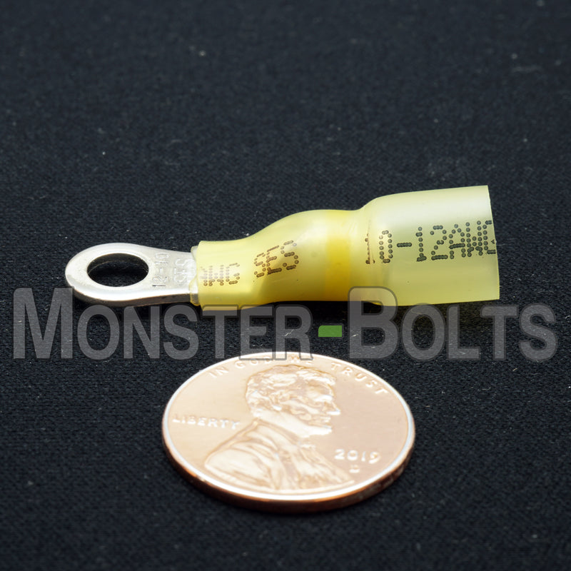 SES Krimpa-Seal Waterproof Crimp Long Neck Ring Terminals, Yellow 10-12 AWG - Monster Bolts