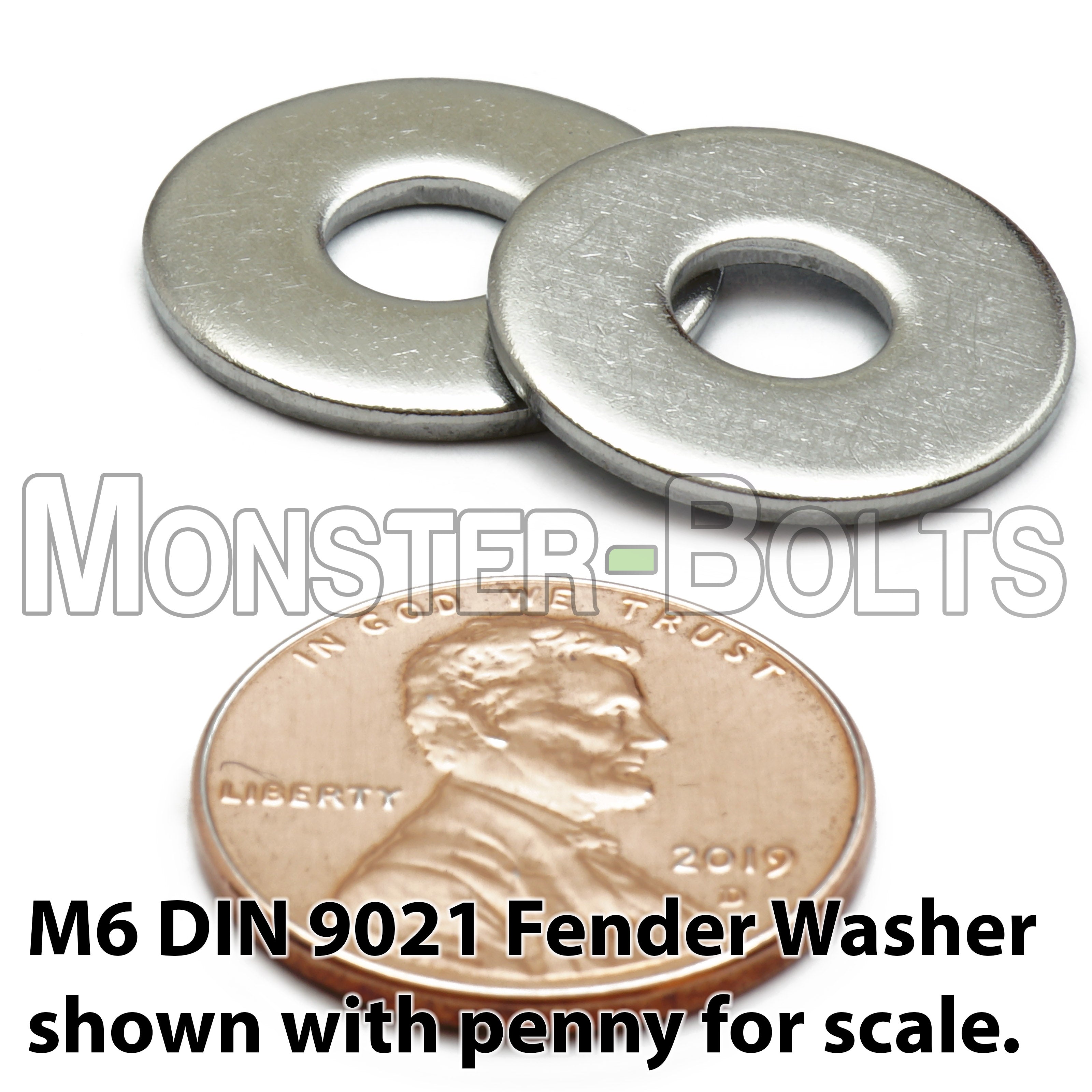 Metric Fender Washer - Stainless Steel DIN 9021, 18-8 / A2 - Monster Bolts