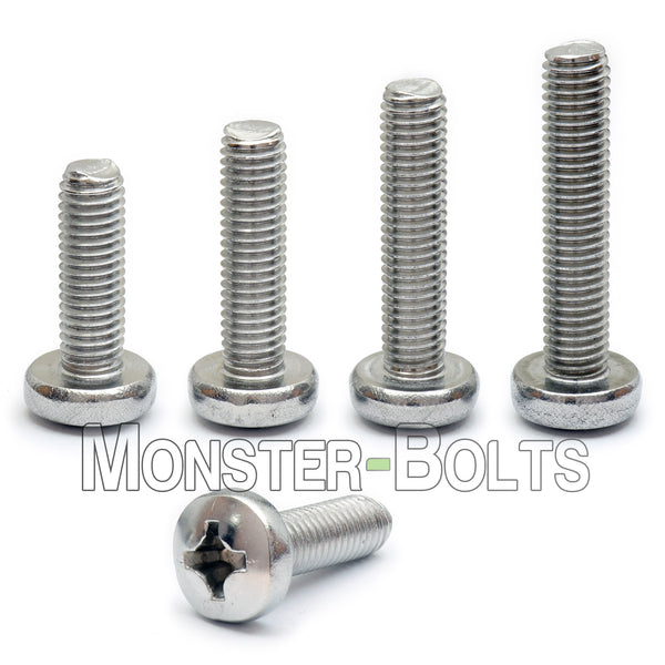 M2.5 Phillips Pan Head Machine screws, A2 Stainless Steel DIN 7985A Coarse Thread - Monster Bolts