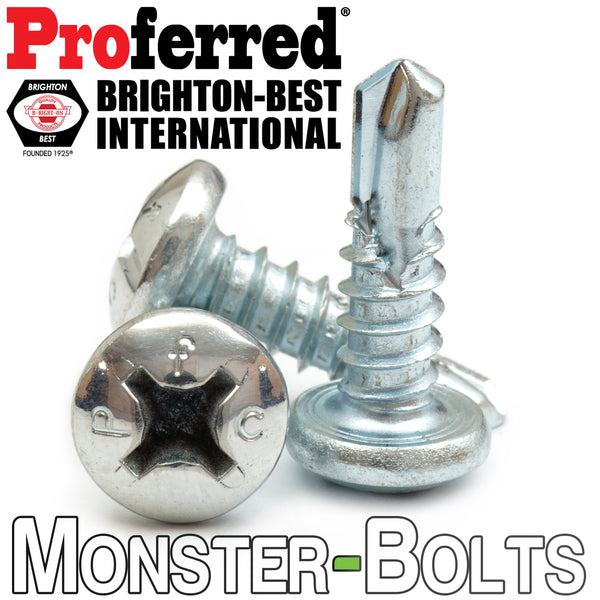 #10 Phillips Pan Head, Zinc #3 Point BSD Self Drilling Tek Screws - Monster Bolts