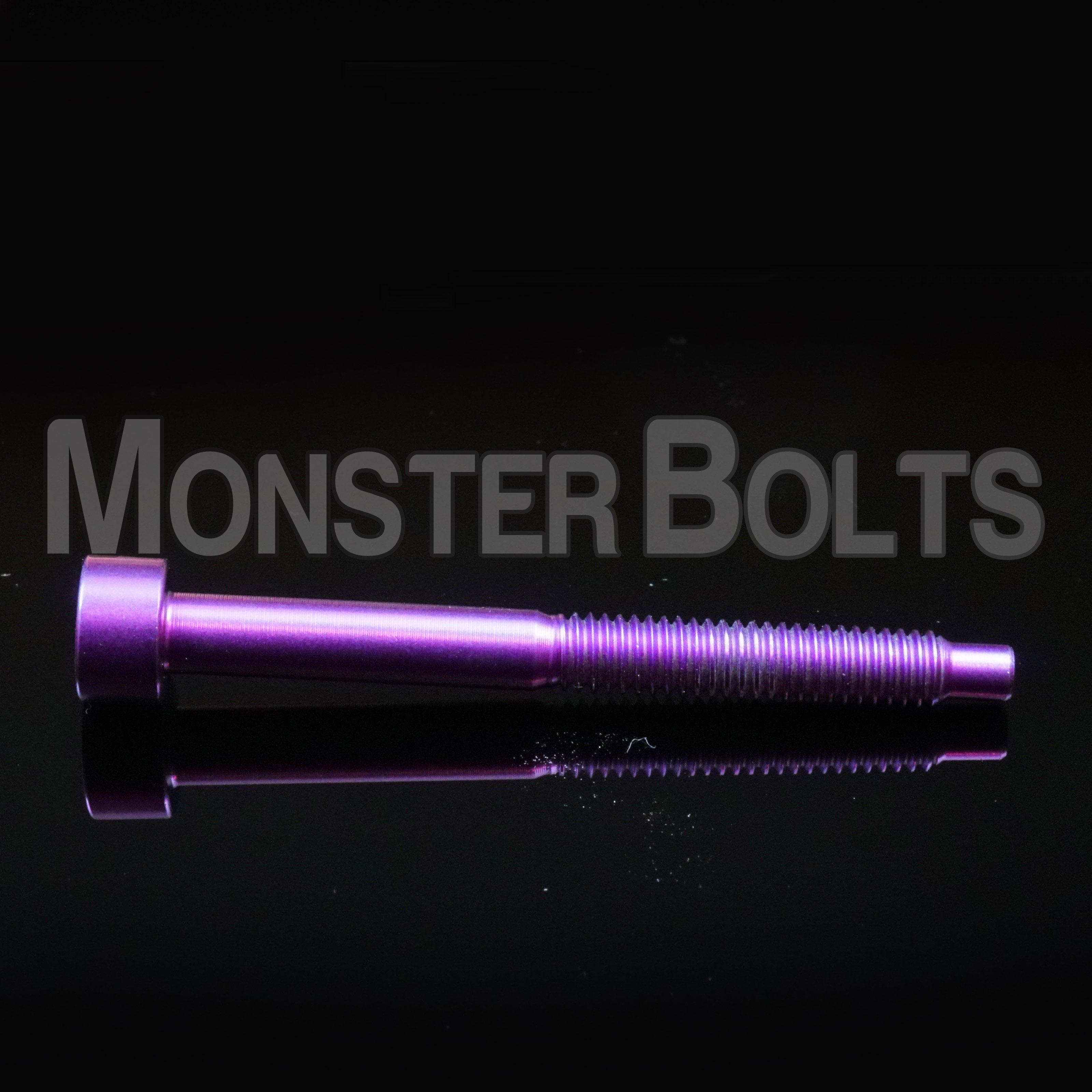 Purple Titanium Floyd Rose Guitar Tremolo string lock screw on black background.