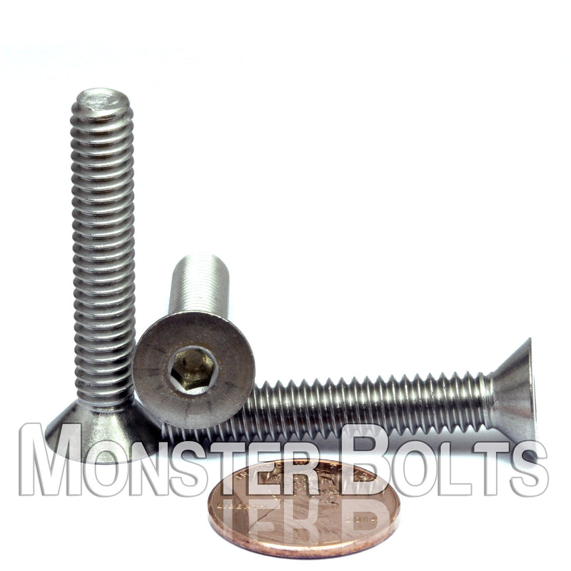 Stainless Steel 1/4-20 x 1-1/2 in. flat head socket screws.