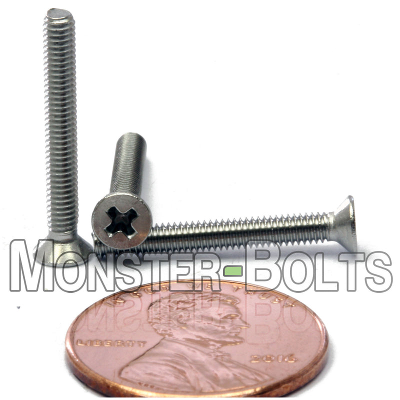 Stainless Steel M2.5 x 20mm Cross Recess Phillips Flat Head machine screws.