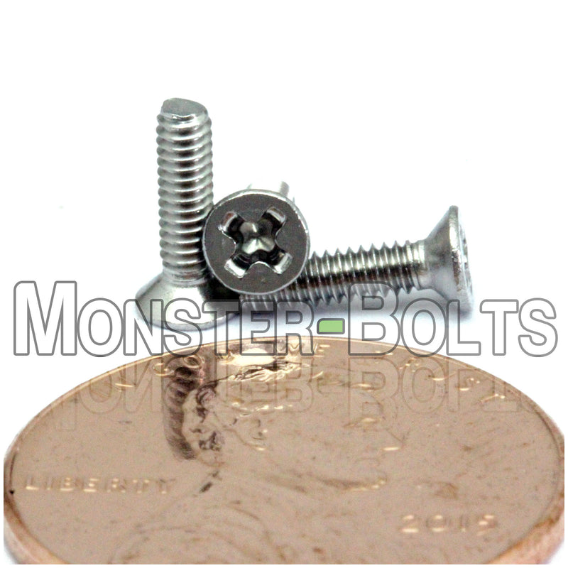 Stainless Steel metric M2 x 8mm Phillips Flat Head screws.