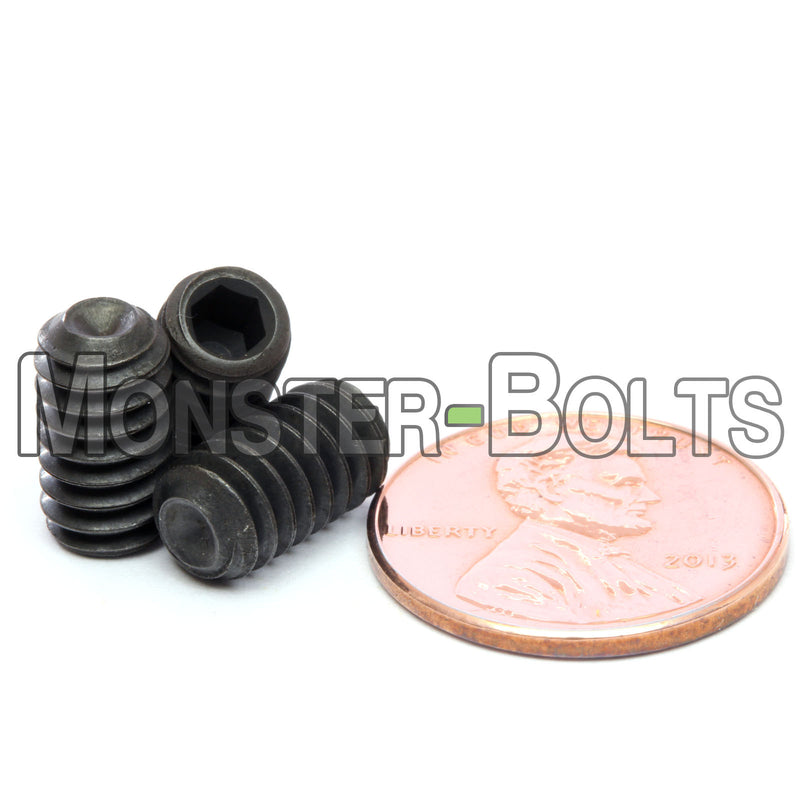 1/4-20 x 7/16" Cup point socket set screws, alloy steel black oxide