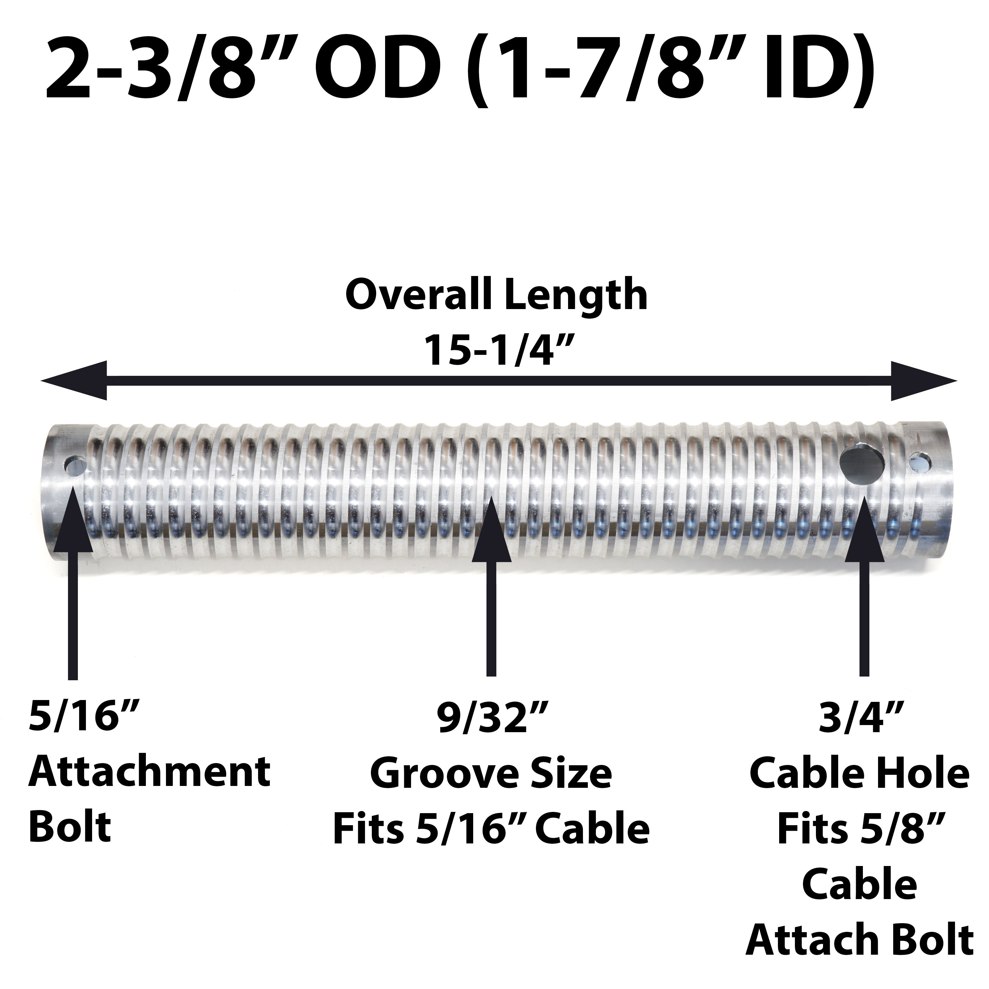 Single-Direction Cable Winder — 2-3/8″ Solid Right-Hand Cable Winder, Aluminum (Side-Mounted Boat-Lift Drive Pipes)