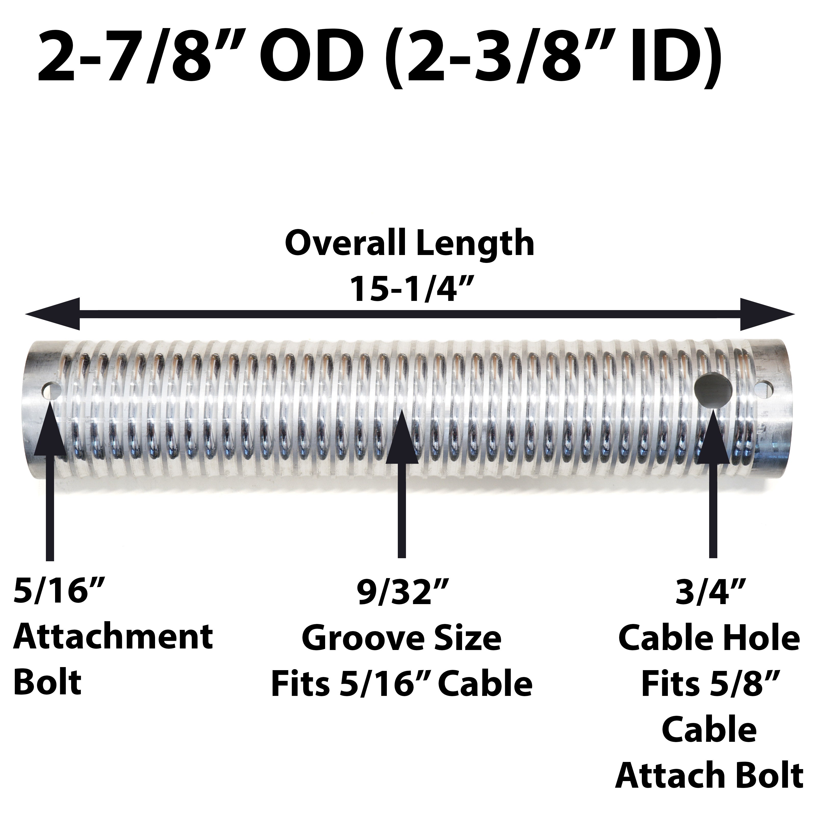 Single-Direction Cable Winder — 2-7/8″ Solid Right-Hand Cable Winder, Aluminum (Side-Mounted Boat-Lift Drive Pipes)