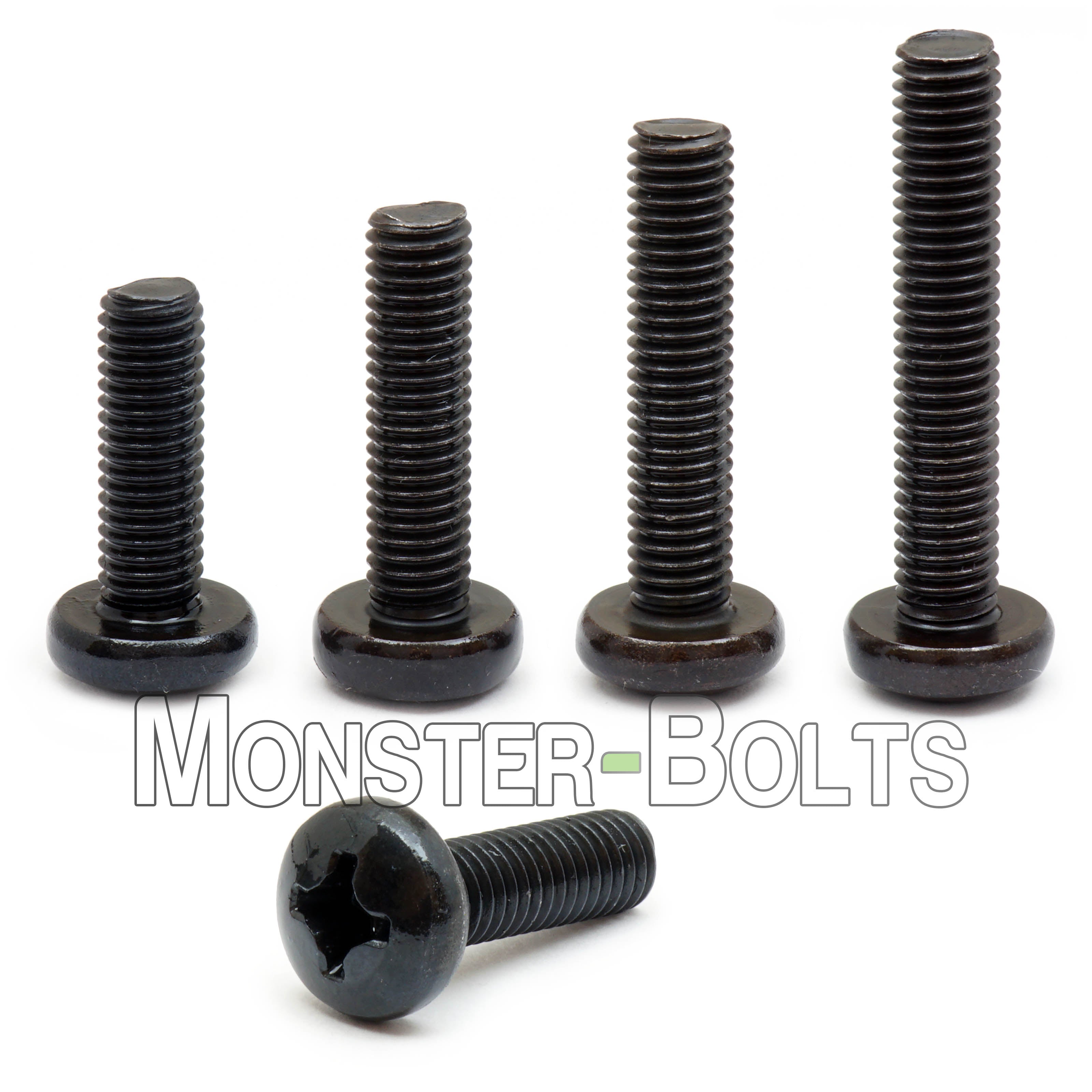 Bulk #2-56 Phillips Pan Head Machine Screws – Steel Black Oxide