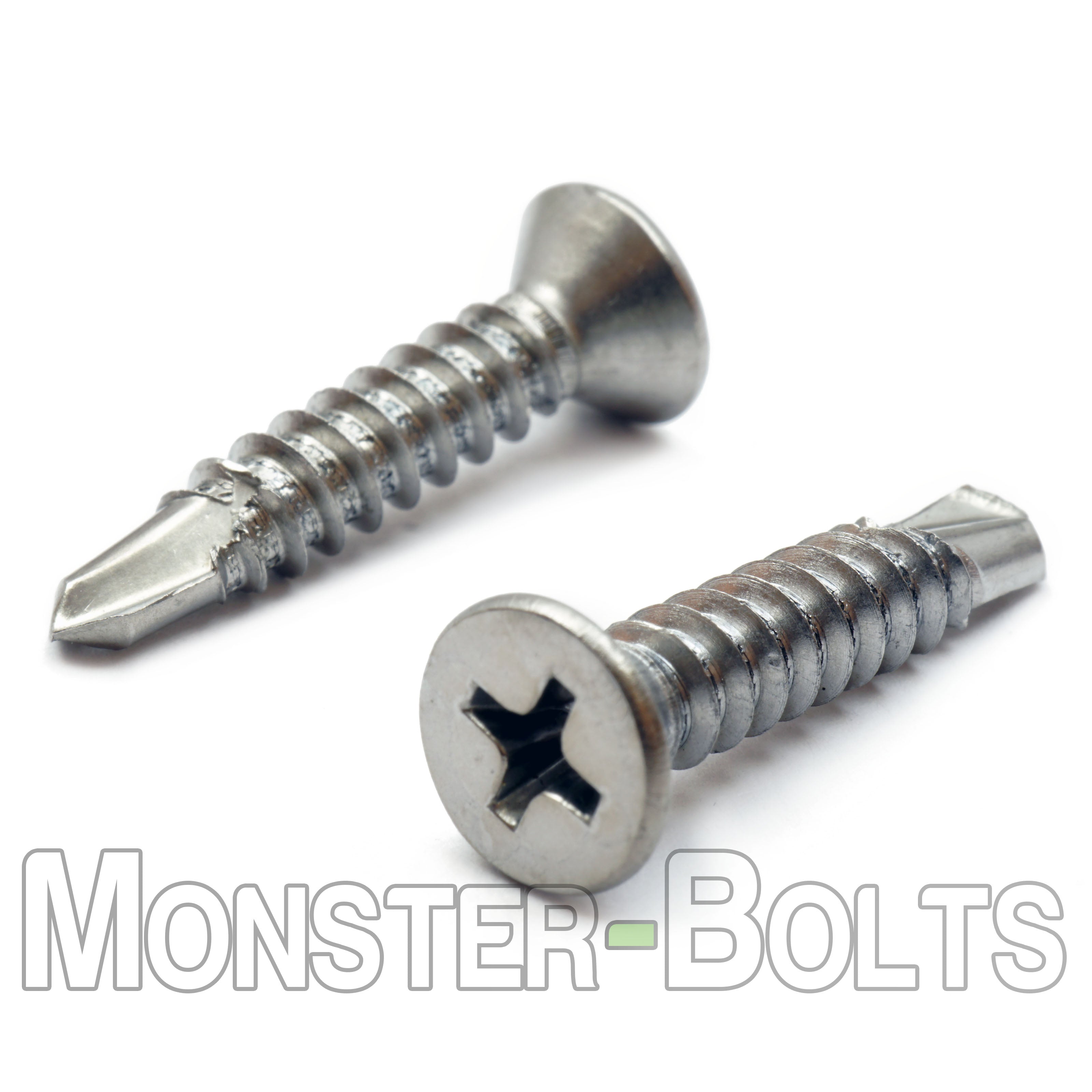 #10 Flat Head Phillips Self-Drilling Screws (#3 Point), Hardened 410 Stainless Steel (Bulk)