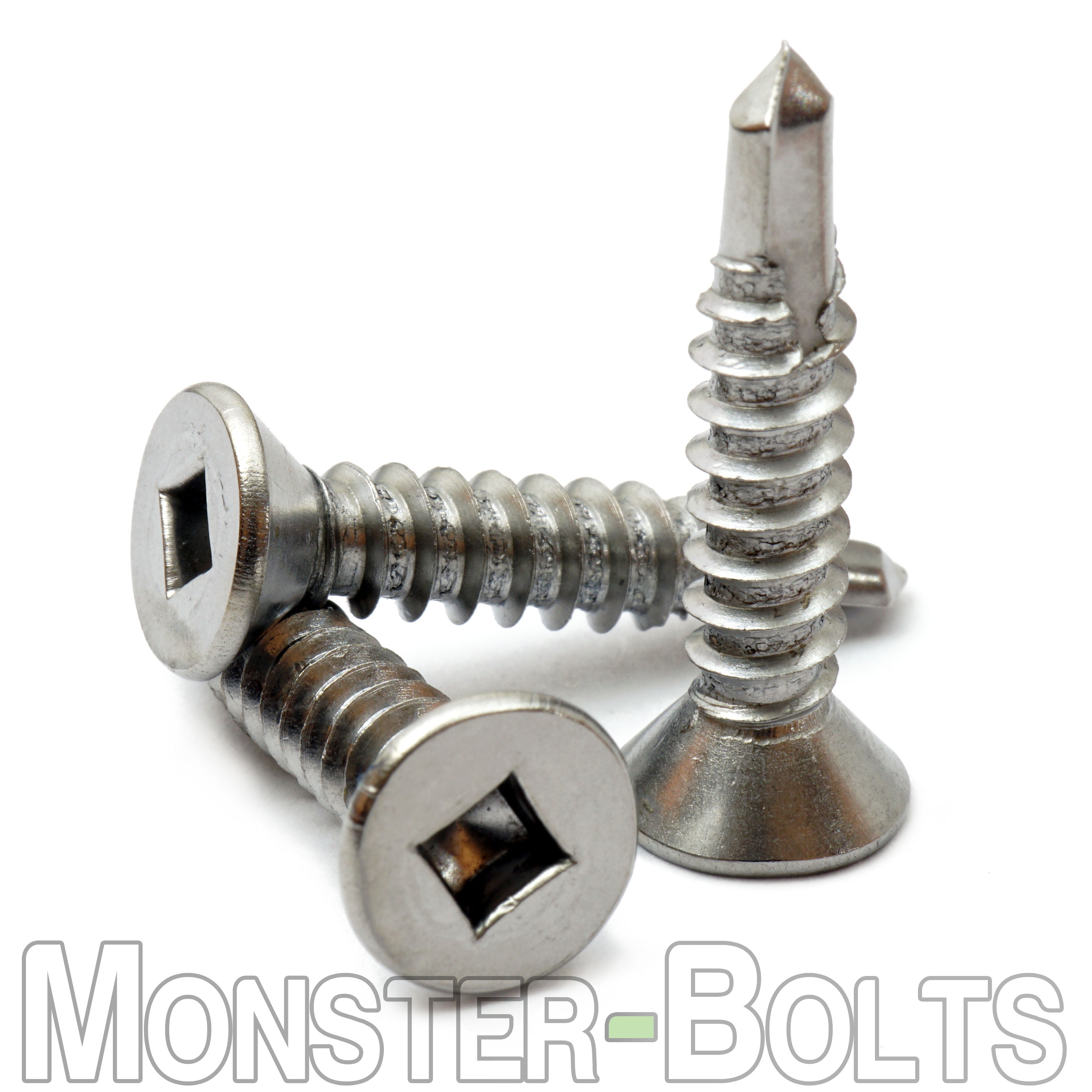 #10-16 Flat Head Square Self-Drilling Screws (#3 Point), Hardened 410 Stainless Steel (Bulk)