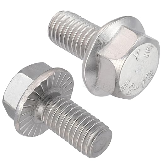 Bulk 1/4"-20 Hex Flange Bolts, Stainless Steel 18-8, Serrated with Wax