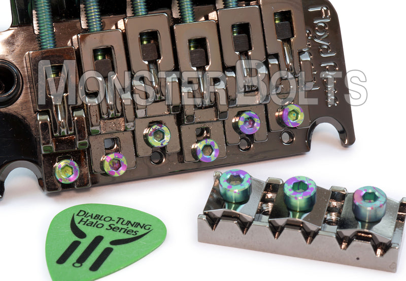 1 Available - Full Set of Green with Purple Splatter Anodized Titanium - For Floyd Rose