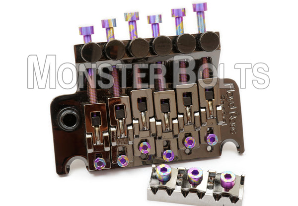 1 Available - Full Set of Purple with Gold and Blue Splatter Anodized Titanium - For Floyd Rose