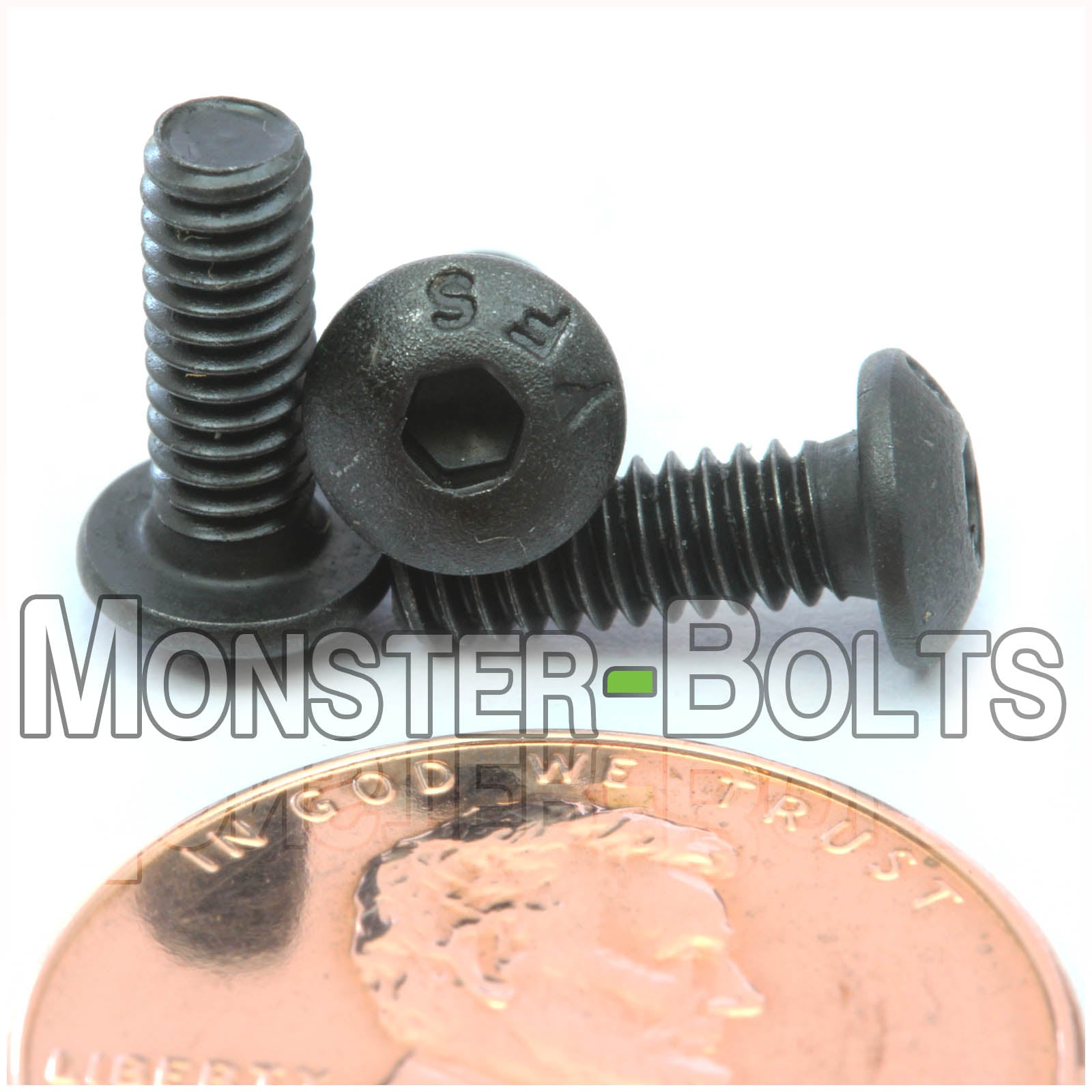 Black #5-40 x 3/8" socket button head screws with US penny for size.