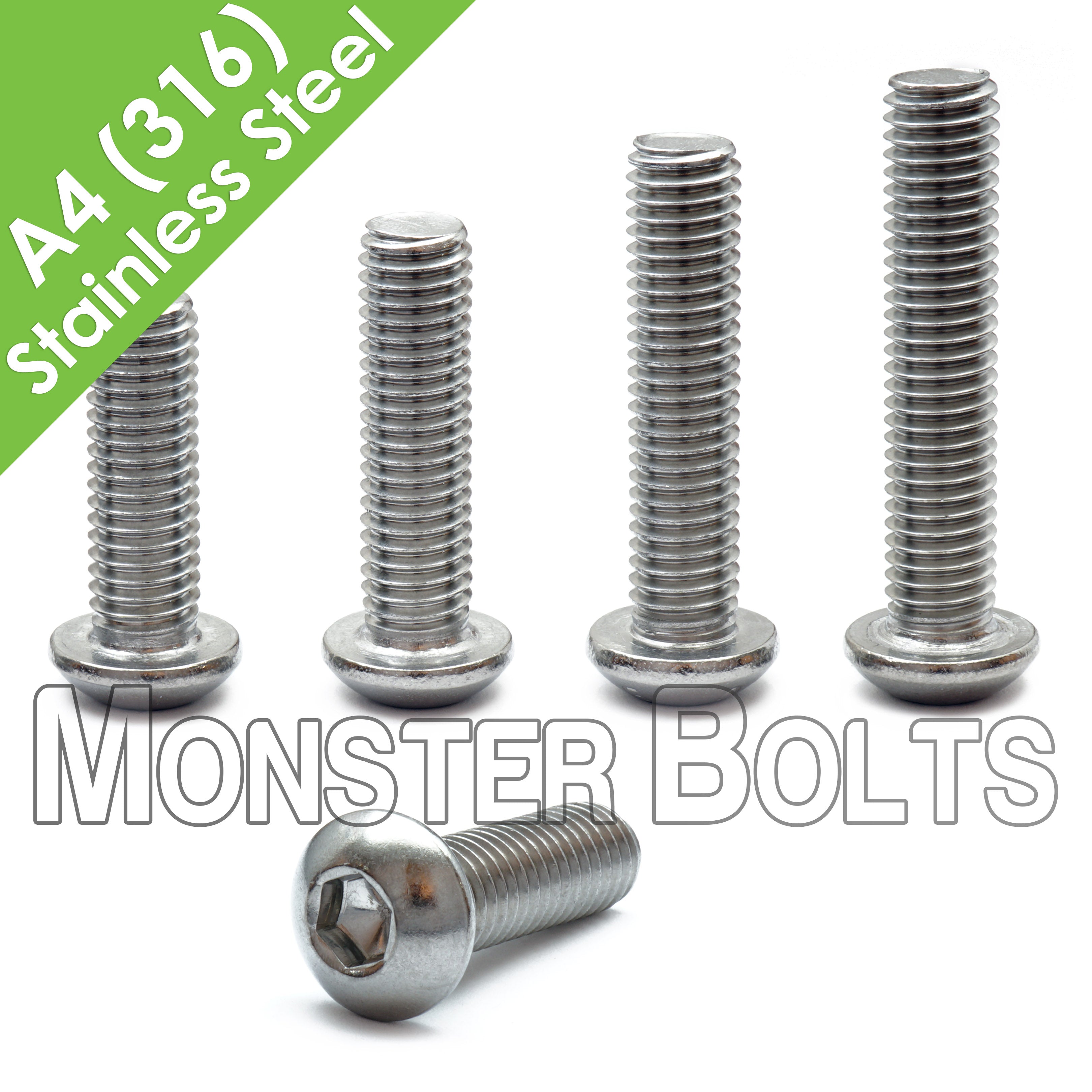 Bulk #10-32 Stainless Steel 316 Button Socket Cap Screws - Marine Grade (A4)