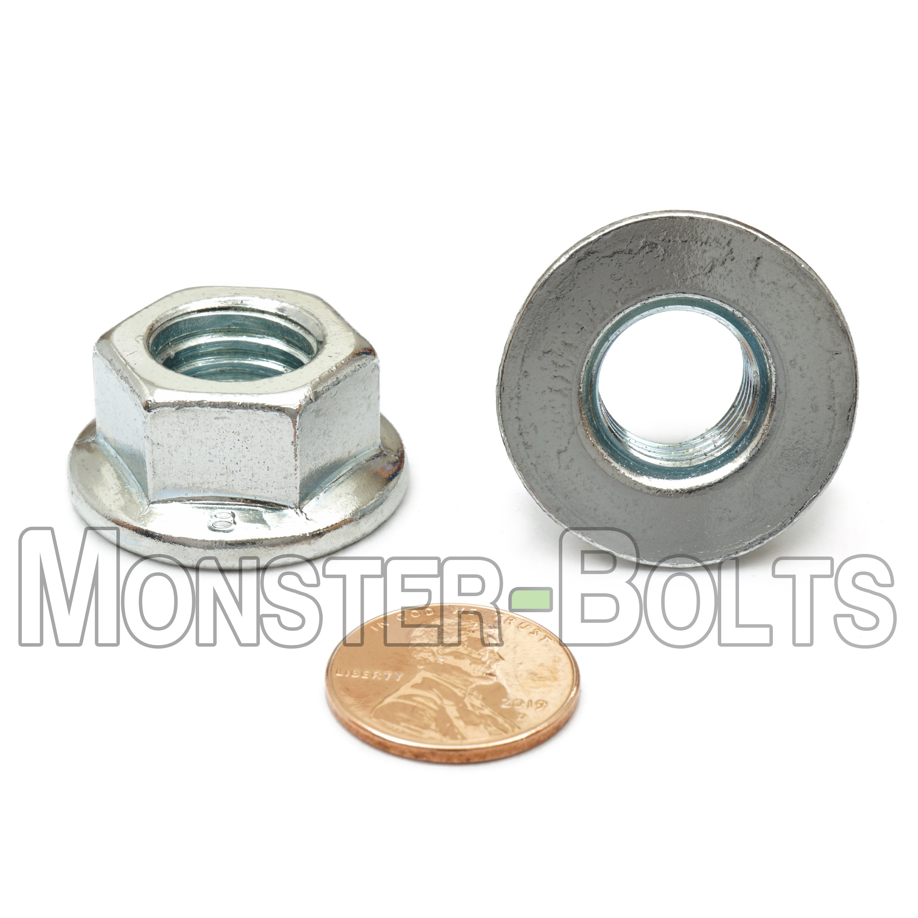 Metric Hex Flange Nuts, Zinc Plated Class 8 Alloy Steel DIN 6923 / ISO 4161