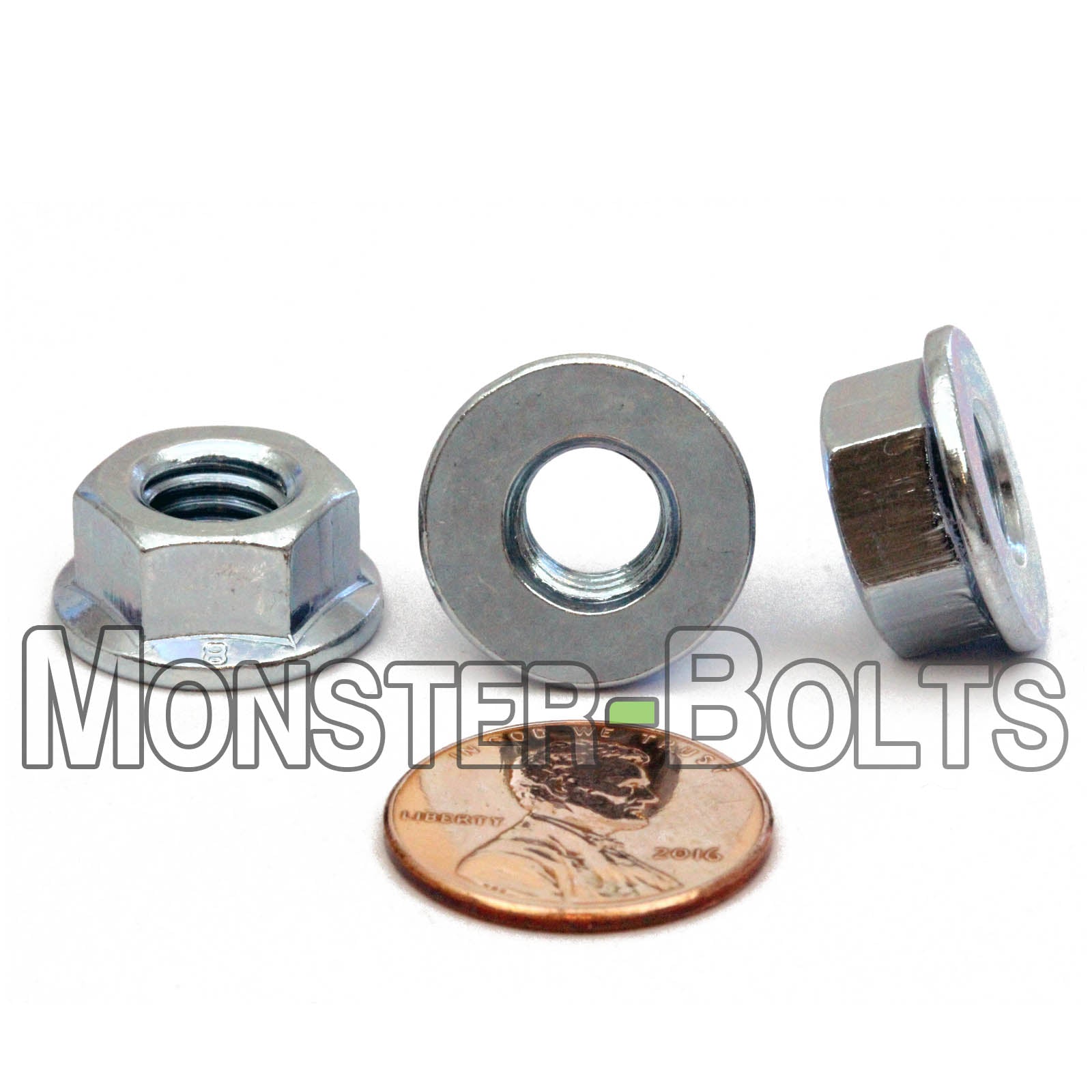 Metric Hex Flange Nuts, Zinc Plated Class 8 Alloy Steel DIN 6923 / ISO 4161