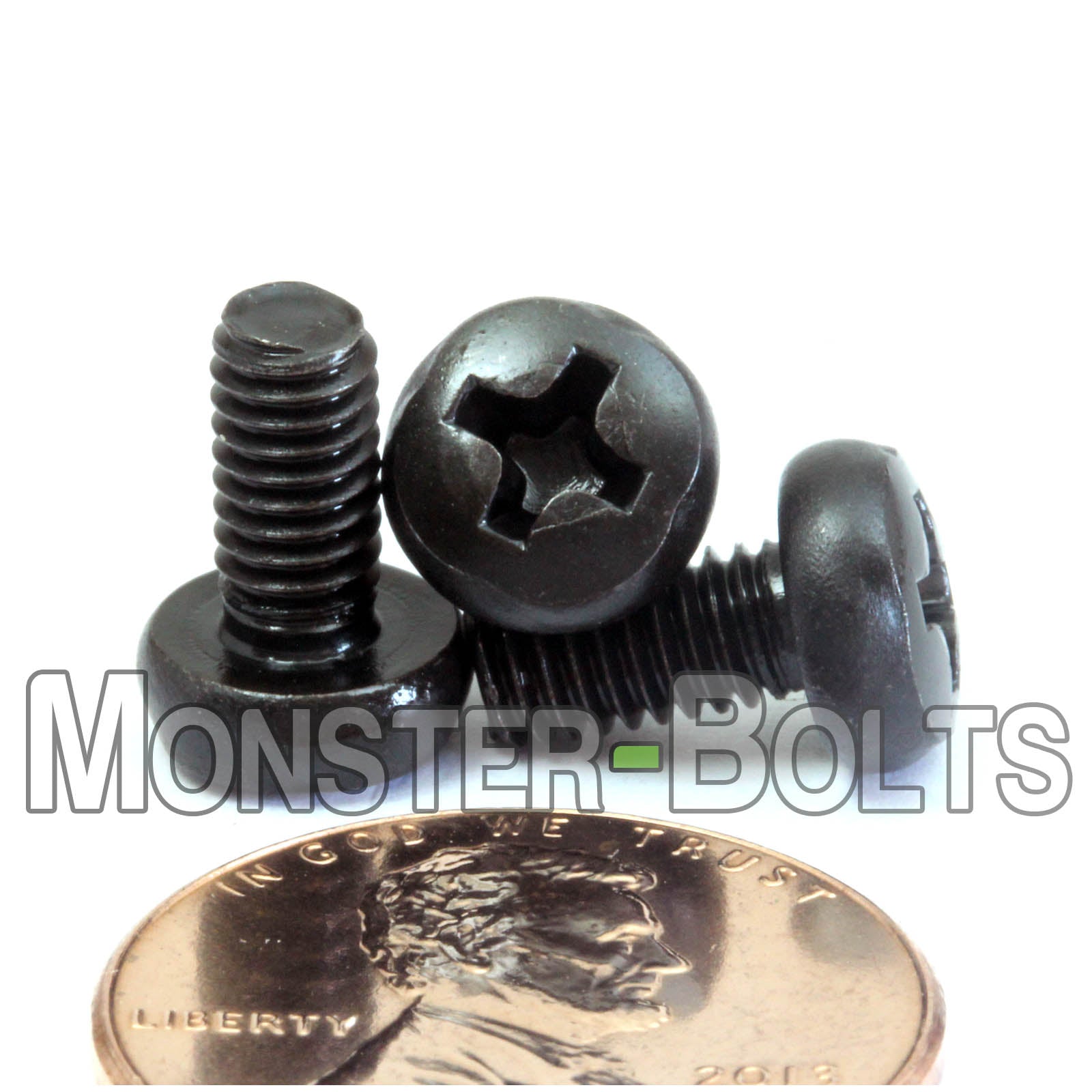 M4 Phillips Pan Head Machine screws, Steel w/ Black Oxide and Oil DIN 7985A Coarse Thread