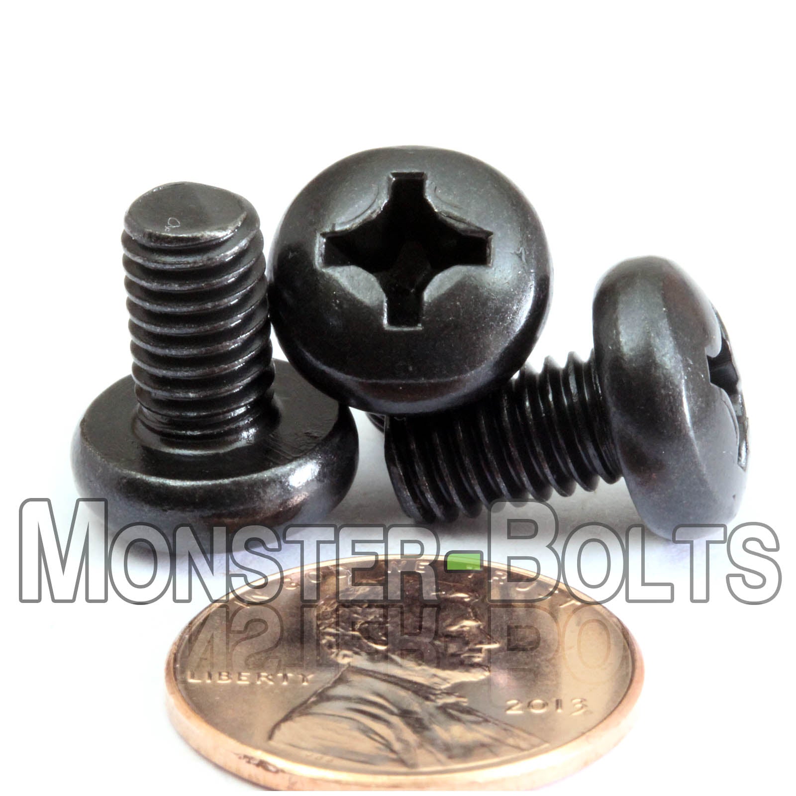 M6 Phillips Pan Head Machine screws, Steel w/ Black Oxide and Oil DIN 7985A Coarse Thread