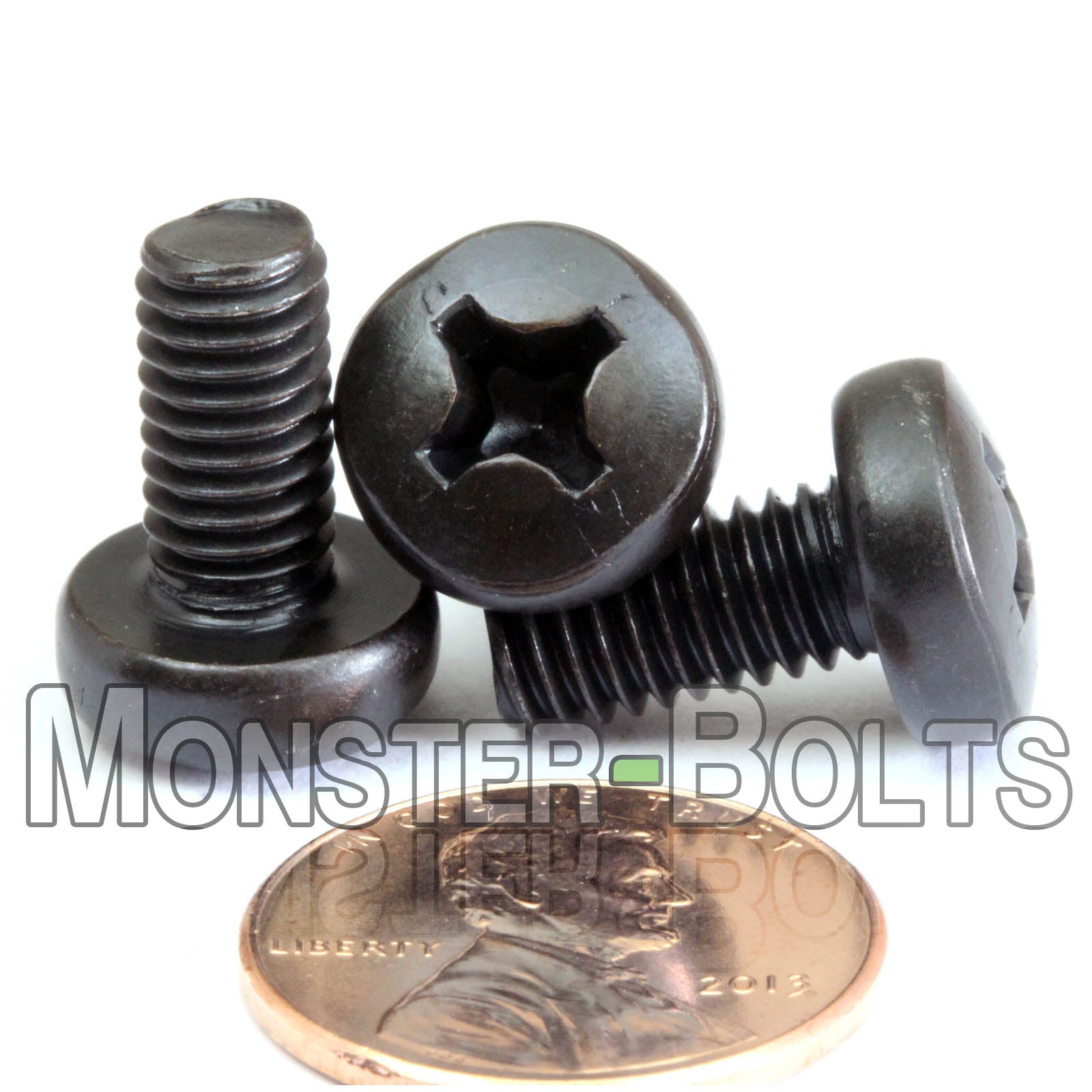 M6 Phillips Pan Head Machine screws, Steel w/ Black Oxide and Oil DIN 7985A Coarse Thread