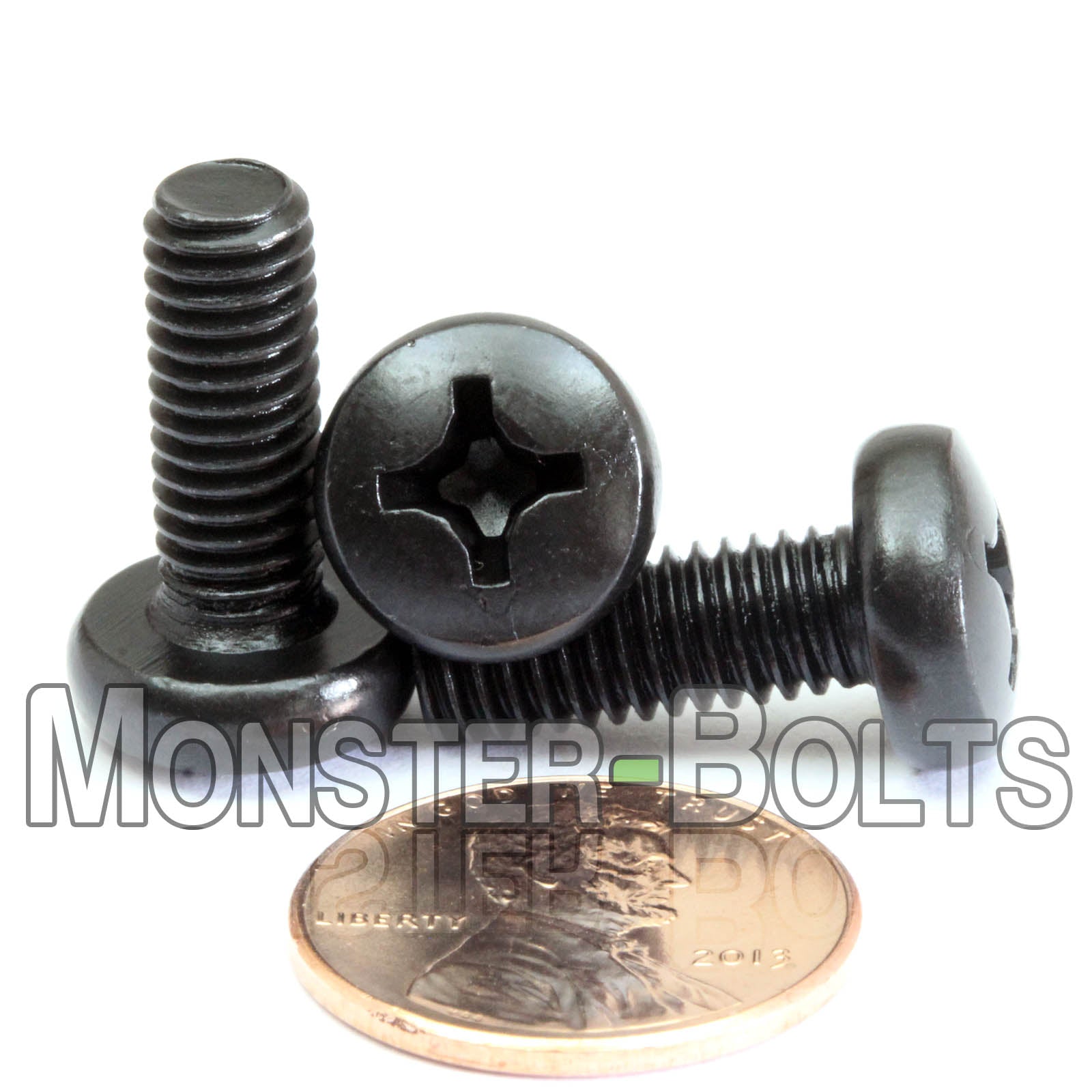 M6 Phillips Pan Head Machine screws, Steel w/ Black Oxide and Oil DIN 7985A Coarse Thread