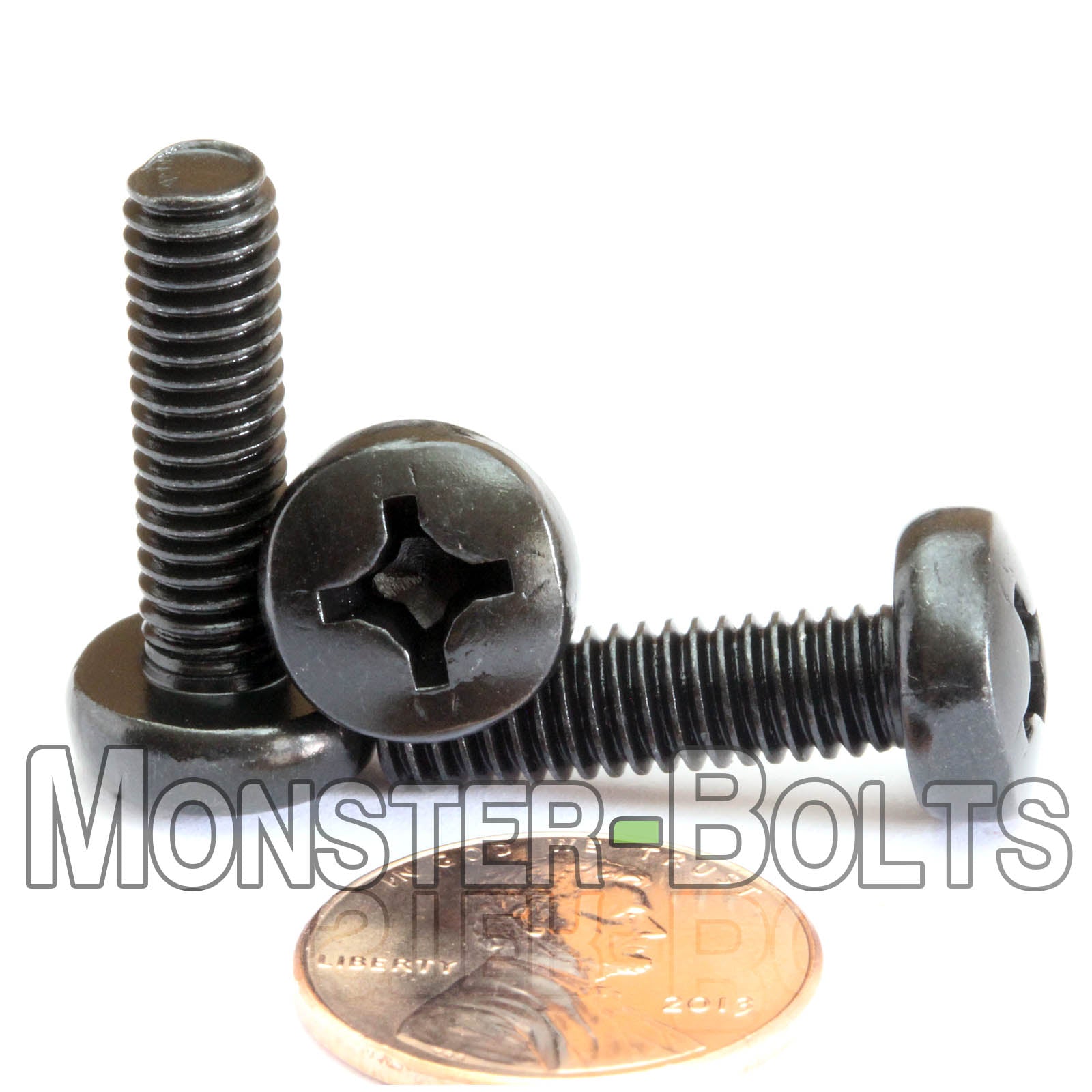 M6 Phillips Pan Head Machine screws, Steel w/ Black Oxide and Oil DIN 7985A Coarse Thread