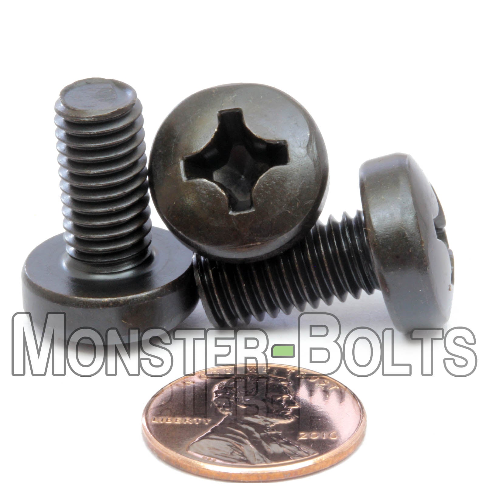 M8 Phillips Pan Head Machine screws, Steel w/ Black Oxide and Oil DIN 7985A Coarse Thread