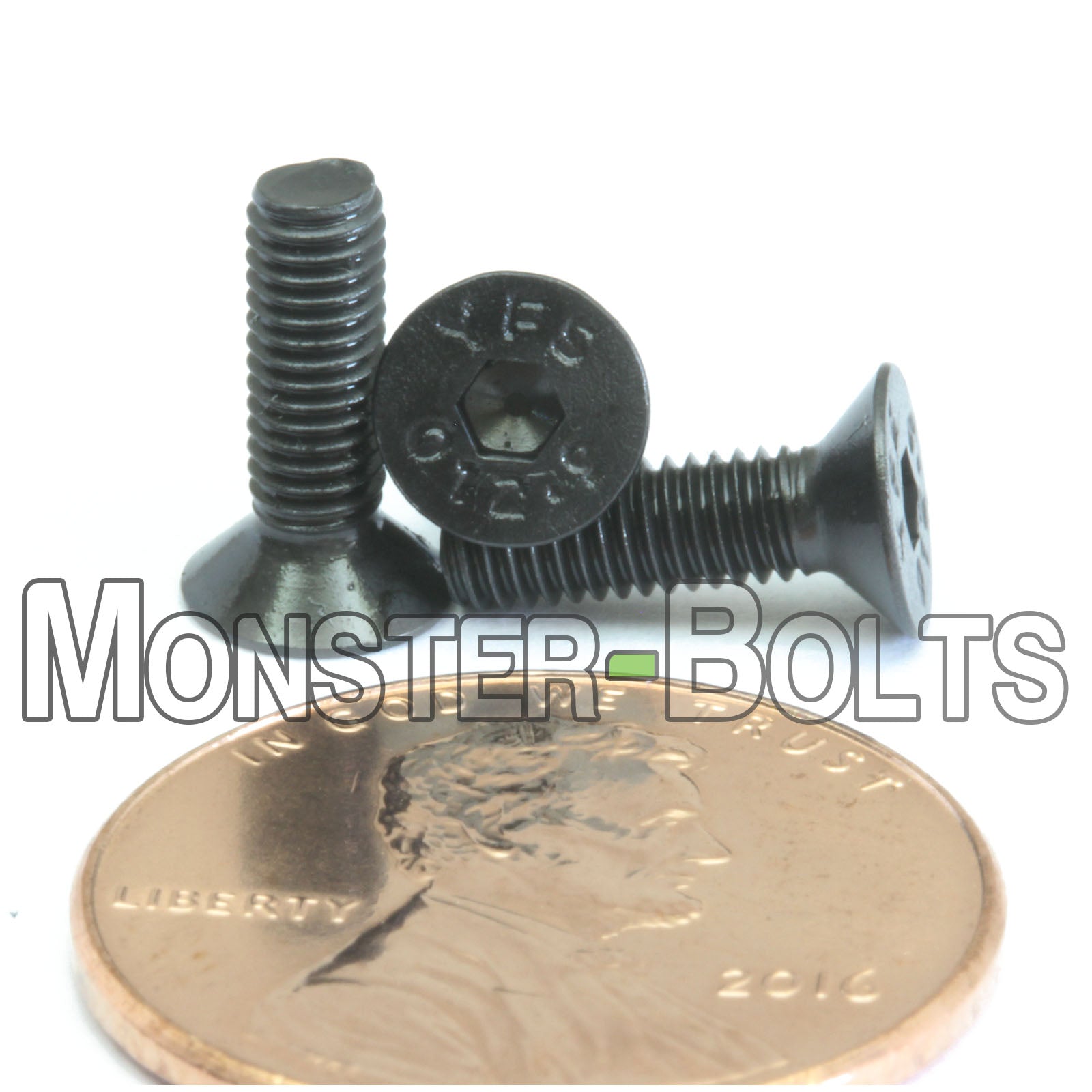 M3 Flat Head Socket Cap screws, Class 12.9 Alloy Steel w/ Black Oxide