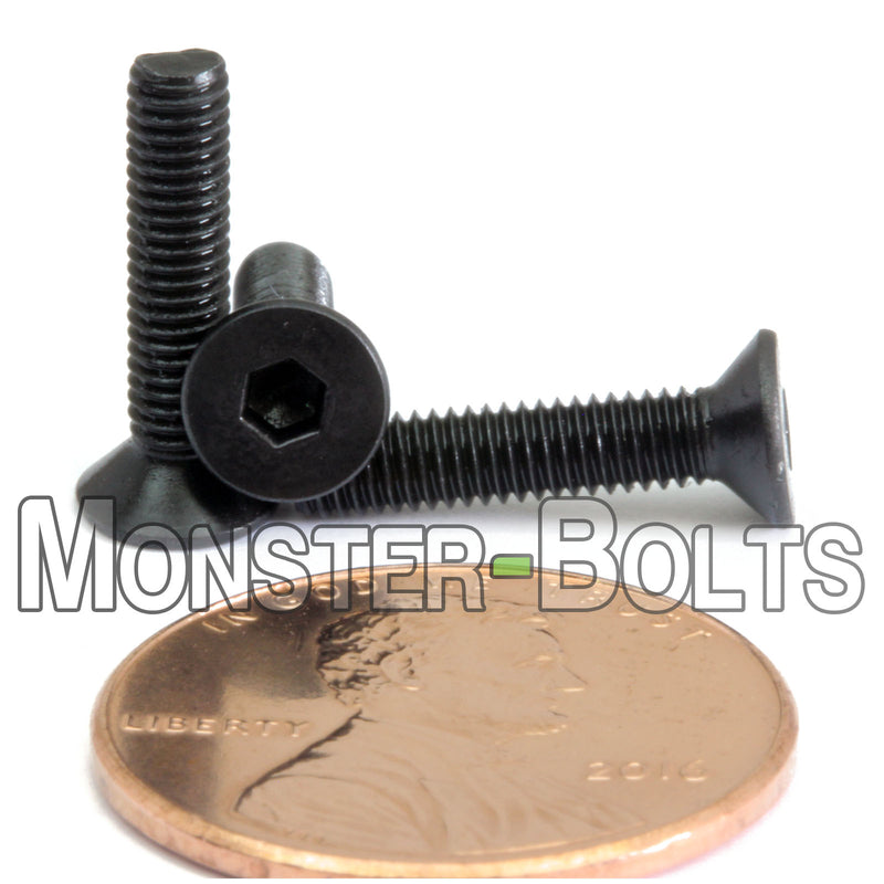 M3 Flat Head Socket Cap screws, Class 12.9 Alloy Steel w/ Black Oxide